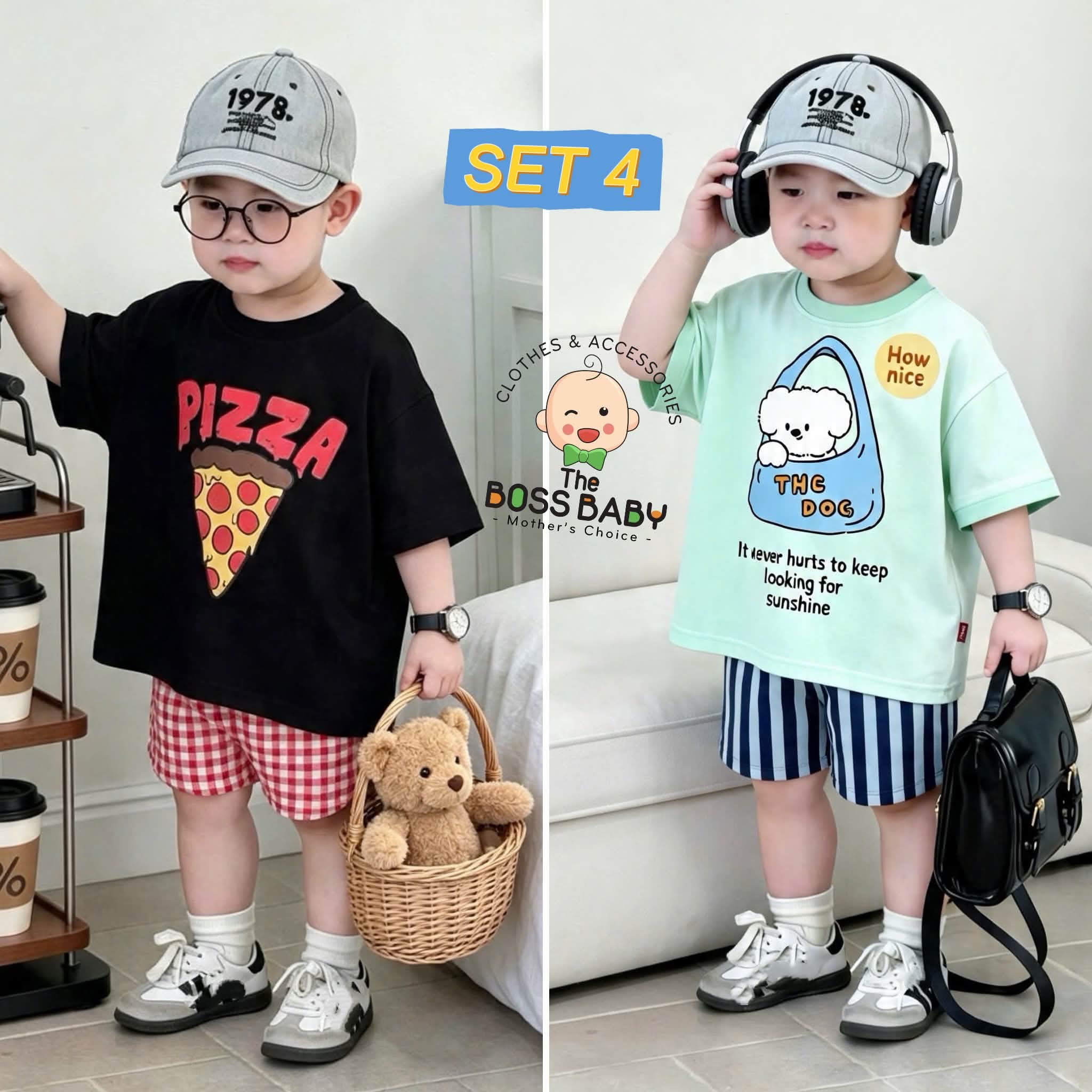 Set bộ xanh đen chó pizza