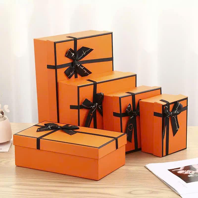 Hộp Quà Tặng Size 35x27x9 Cunbag Gắn Nơ Màu Cam Sang Trọng Thiết Kế Tinh Tế Dịp Sinh Nhật HCUN005_thumbnail_1