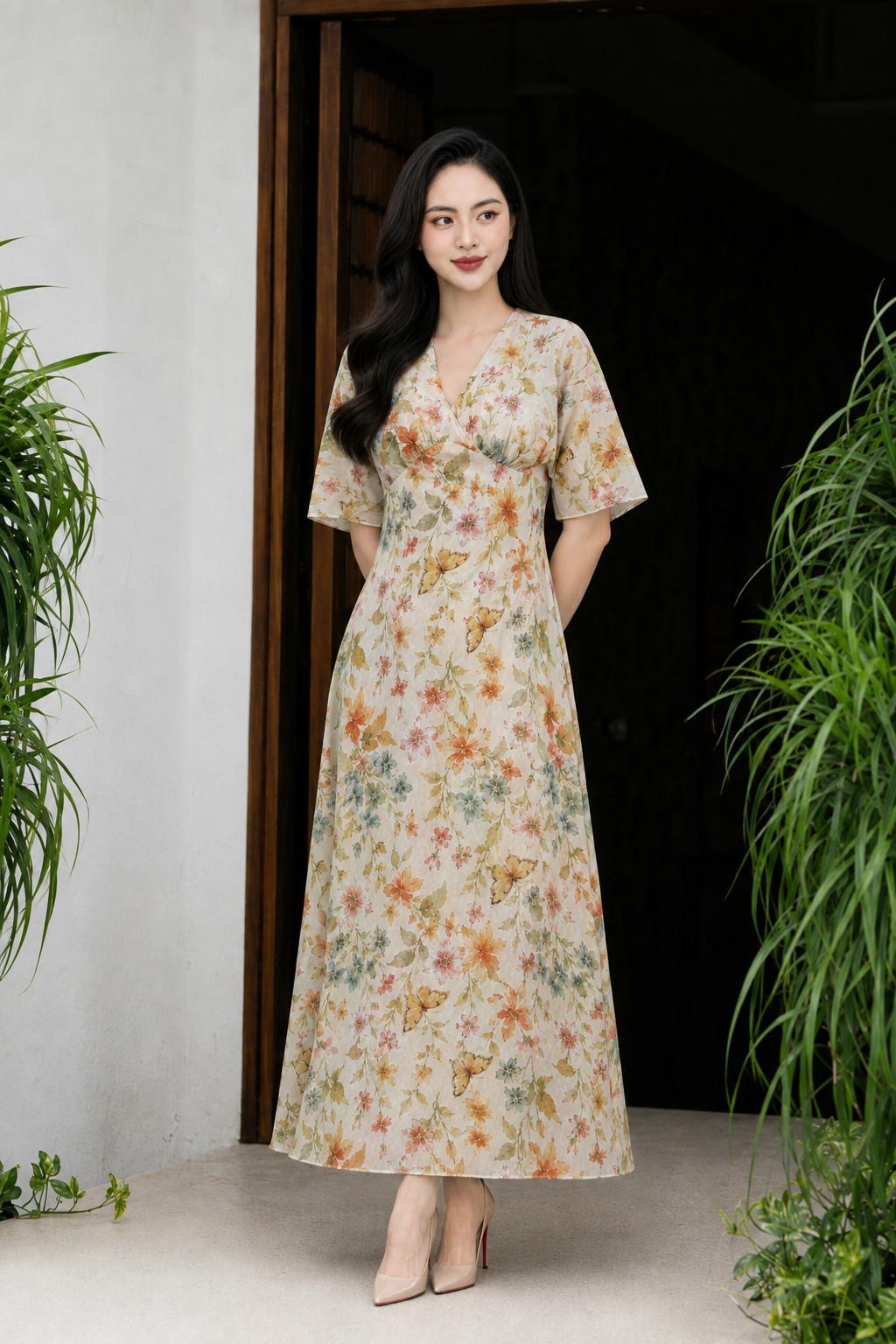 LV011 - VÁY HOA VÀNG