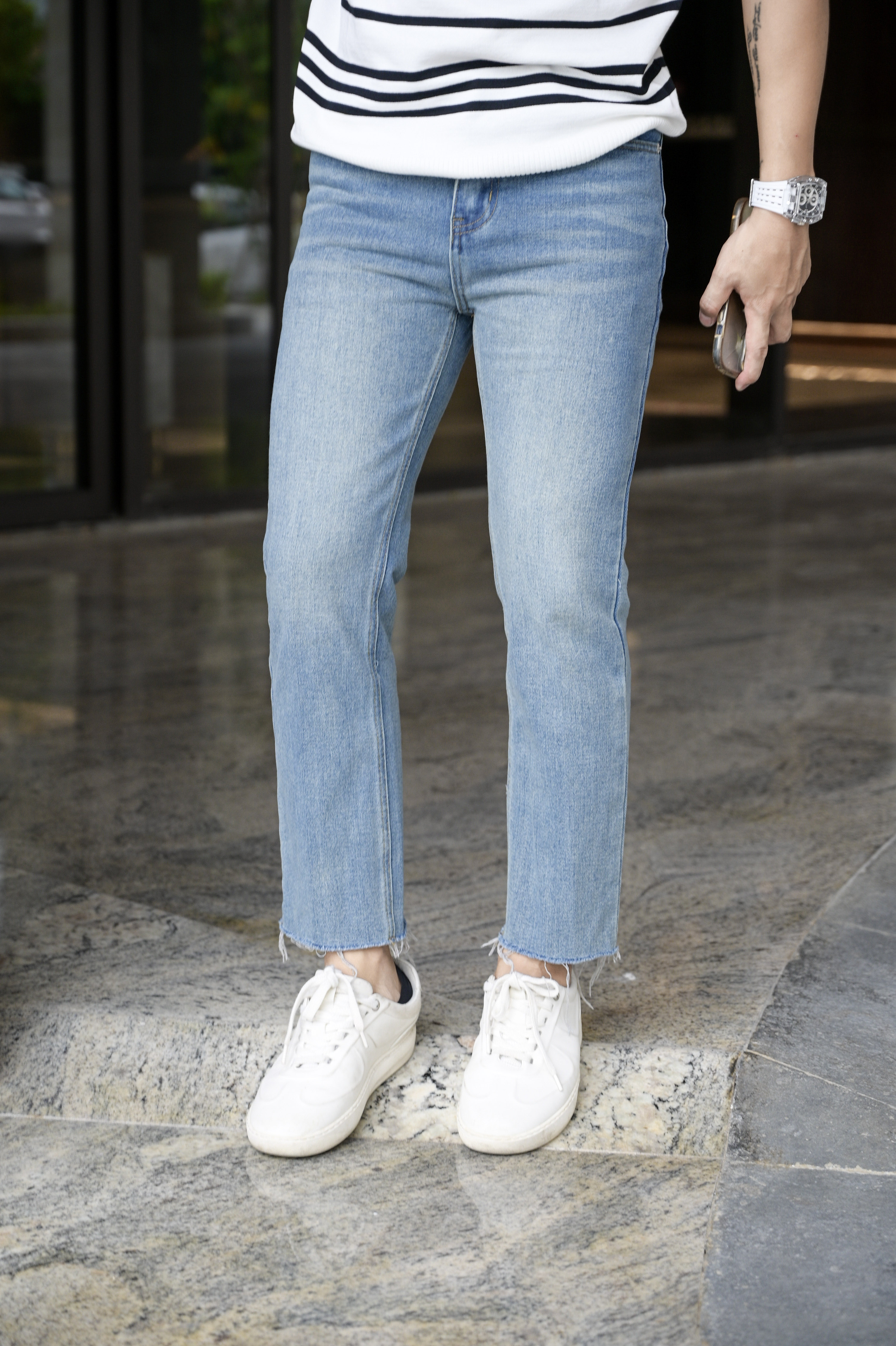 QC1 - Quần jeans nam ống đứng 9 tấc phong cách Hàn Quốc, màu xanh nhạt và xanh lam_thumbnail_6