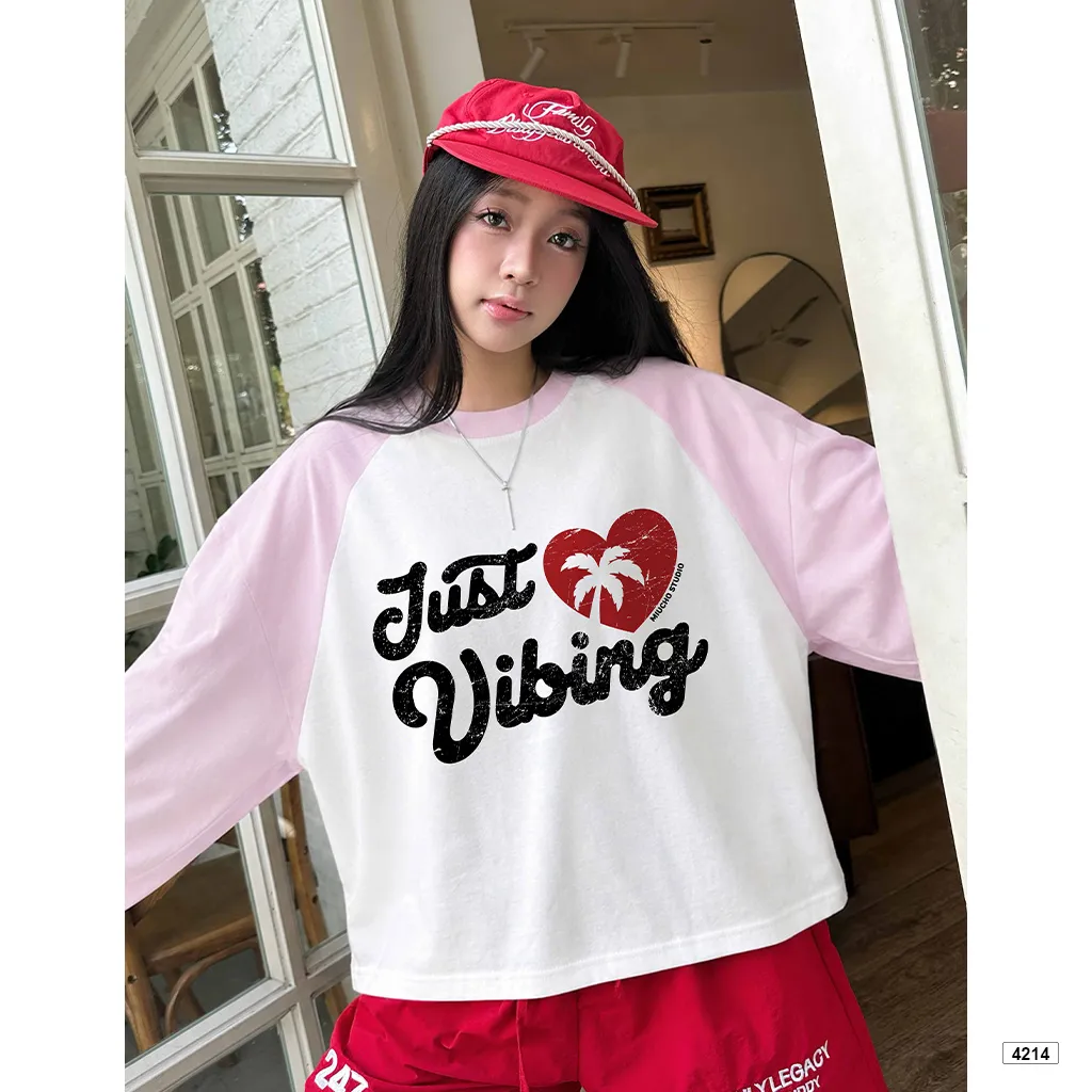 Áo thun tay dài raglan form boxy Just Vibing Miucho 4214_thumbnail_3