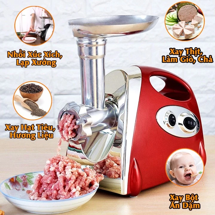Máy xay thịt công nghiệp, máy làm xúc xích VENKO MG2800 -  Công suất 2800W - Xay thịt, giò chả nhồi xúc xích 2in1 - Giá rẻ
