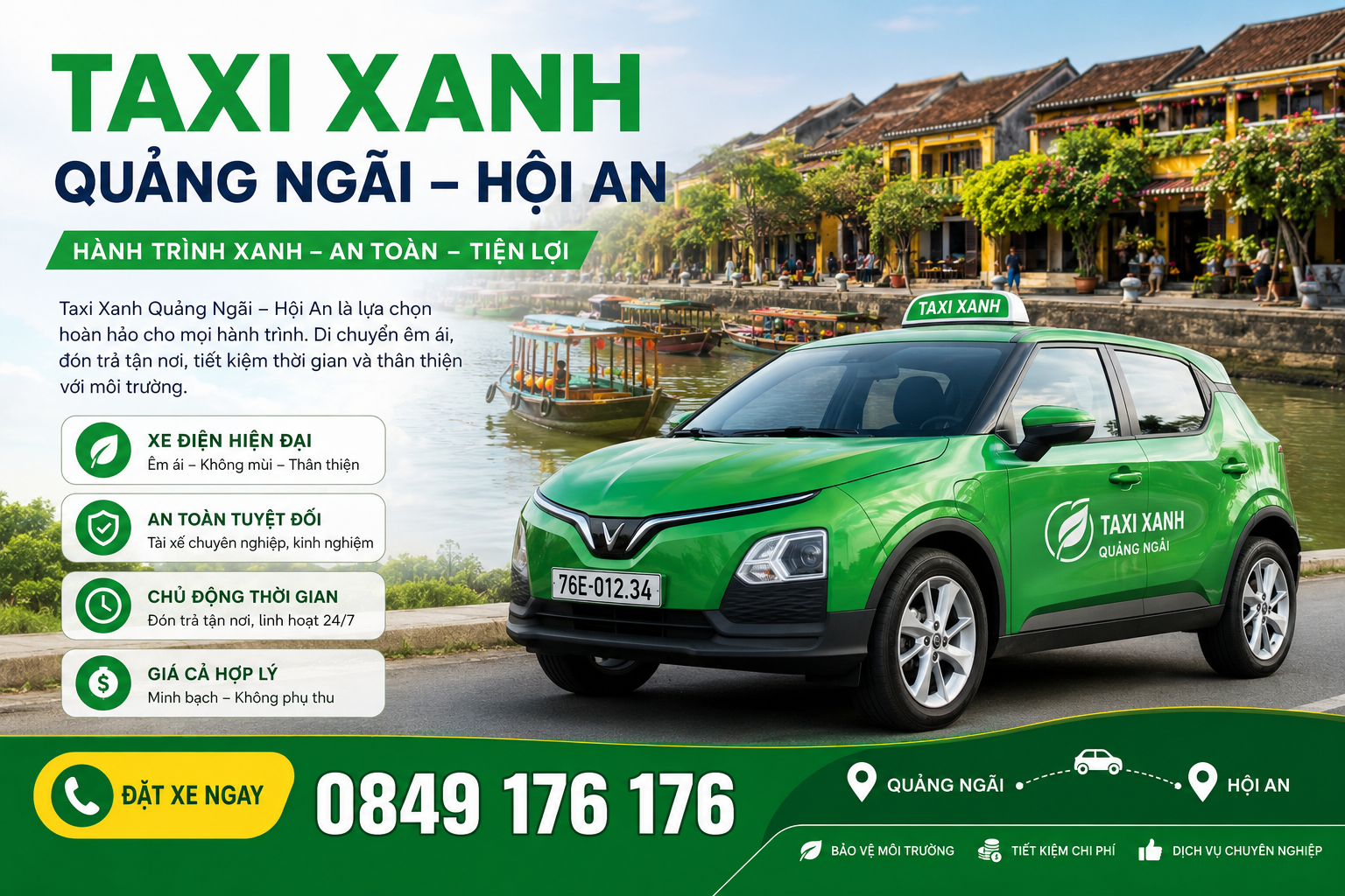 Taxi Xanh Quảng Ngãi Hội An – Hành Trình Xanh An Toàn 2026