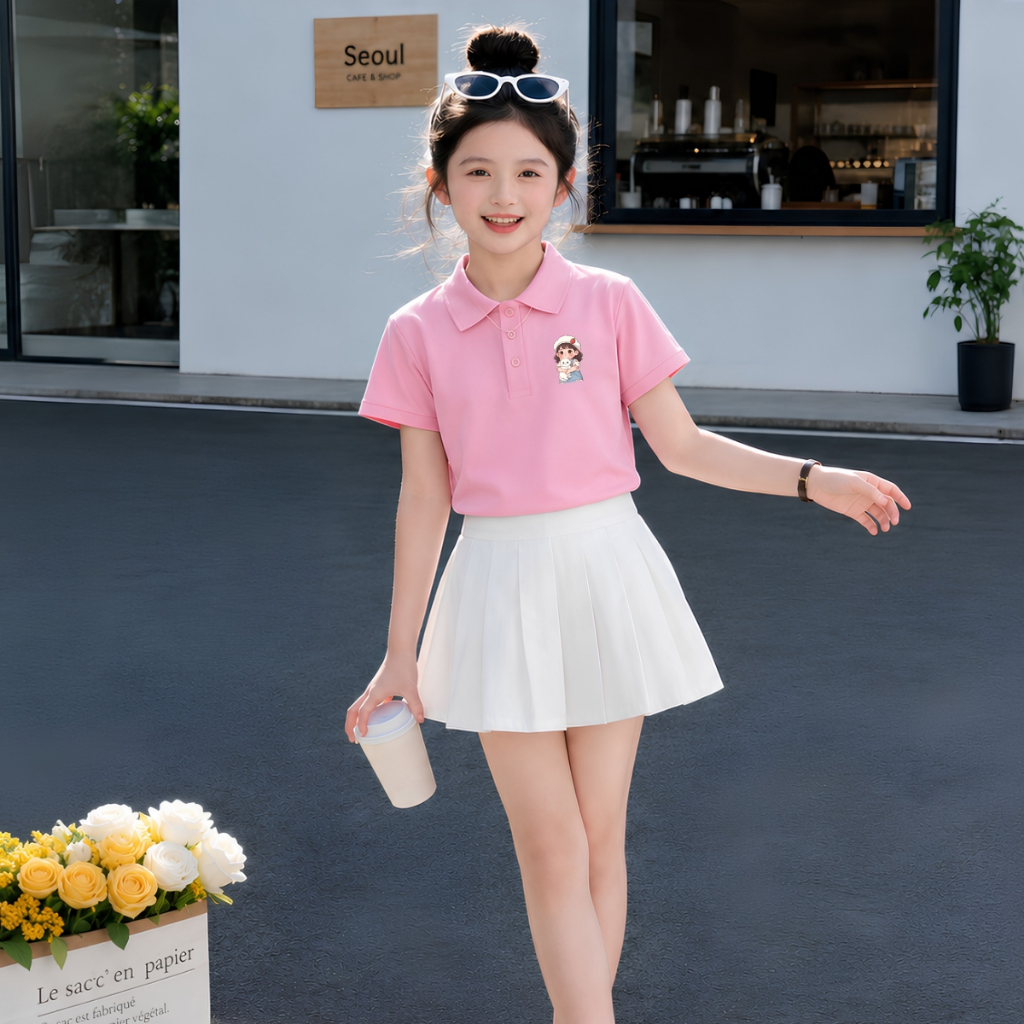 Áo polo bé gái in hình CÔ GÁI ÔM MÈO - Loza Kids PL3647_thumbnail_6
