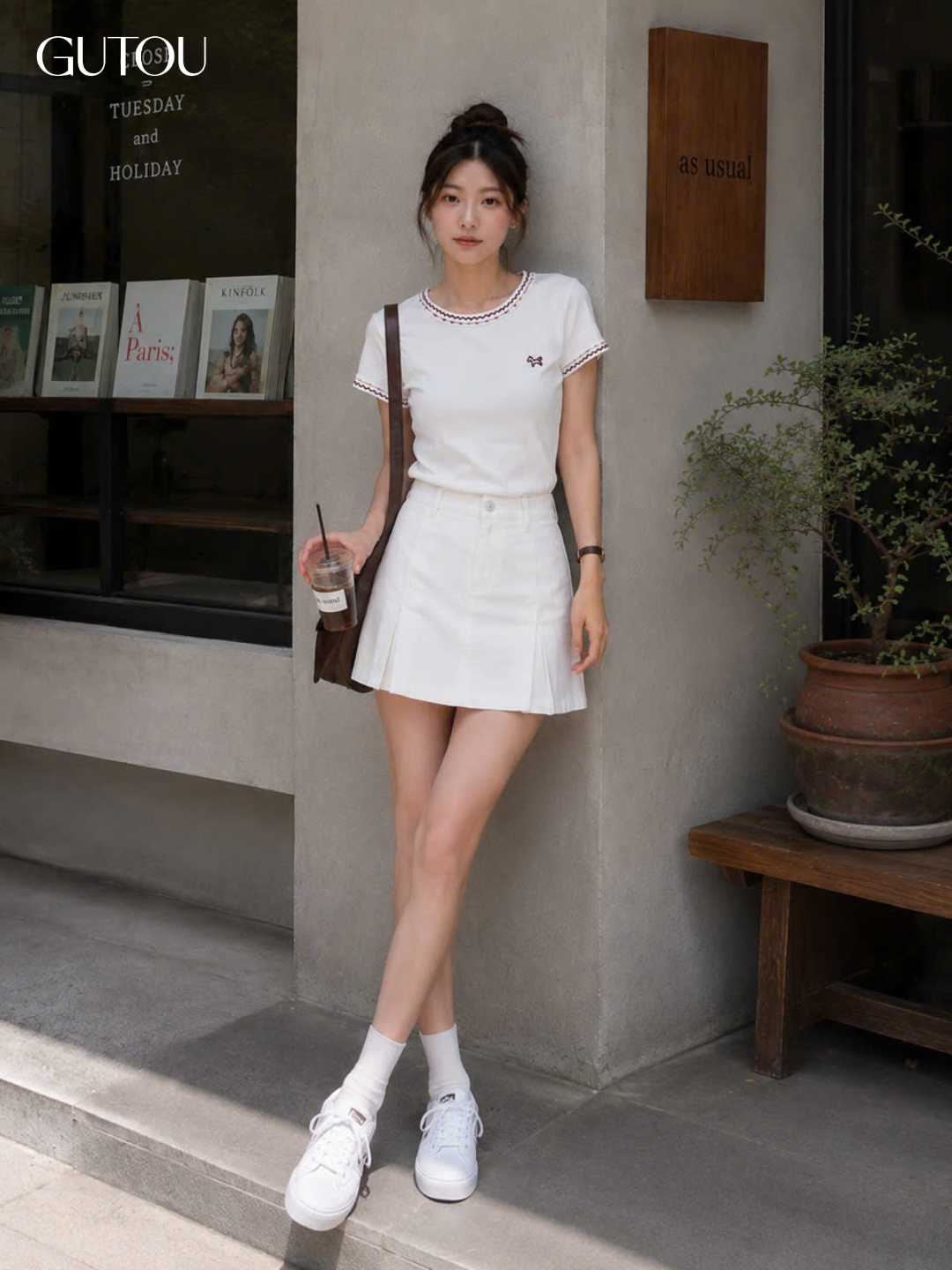 [ GUTOU ] Áo Thun Slim Fit Viền Nổi Phối Họa Tiết_thumbnail_7