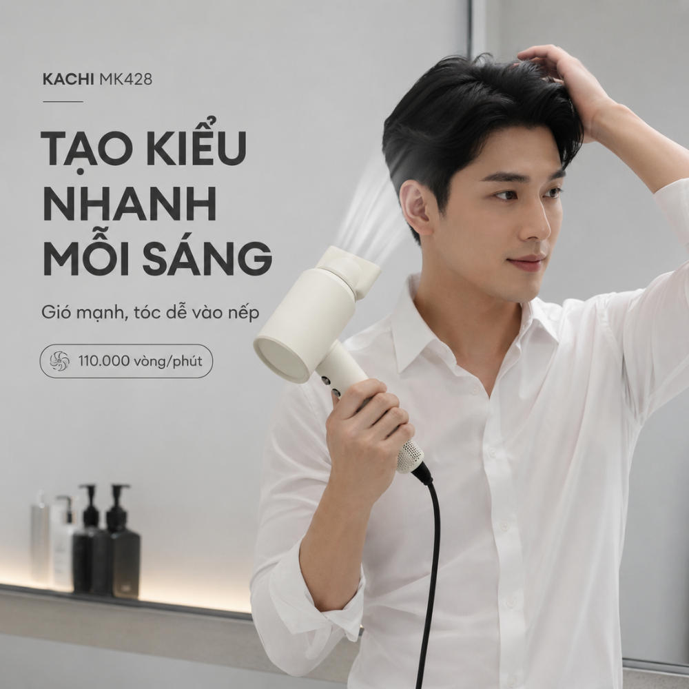 Máy Sấy Tóc Tốc Độ Cao Kachi MK428 ION (110.000 vòng/phút) - Sấy Nhanh, Chăm Sóc Tóc Ion Âm, Kiểm Soát Nhiệt NTC_thumbnail_7