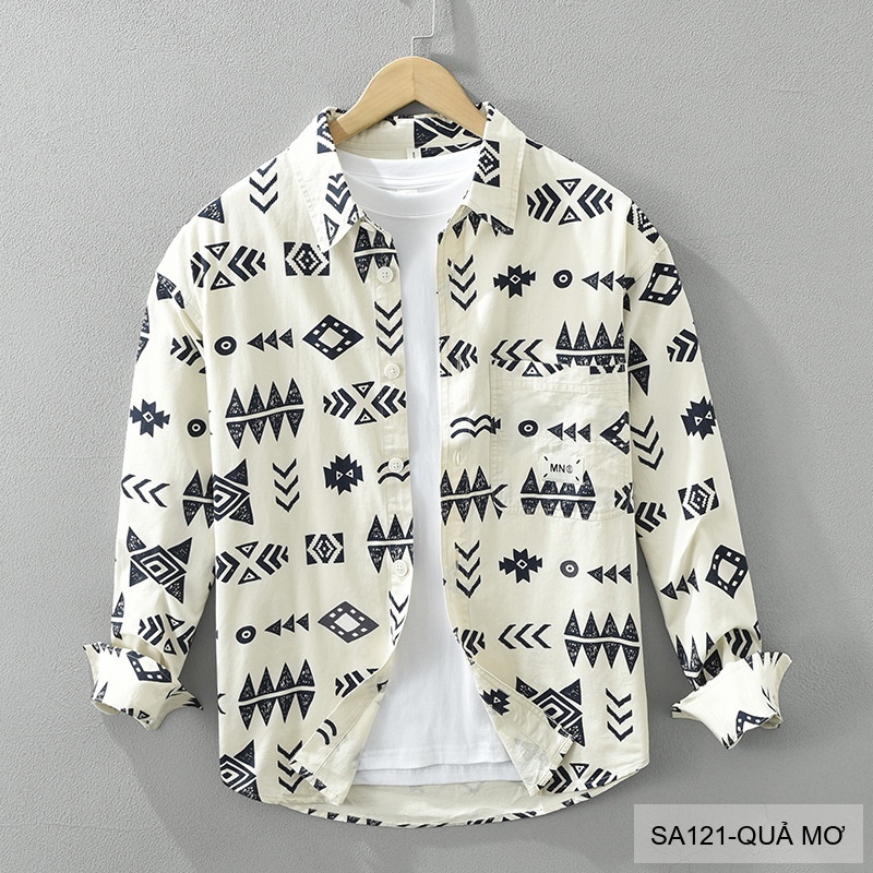 SA121 - Áo Sơ Mi Nam Tay Dài In Họa Tiết Phong Cách Nhật Bản Chất Cotton Mềm Mại_thumbnail_6