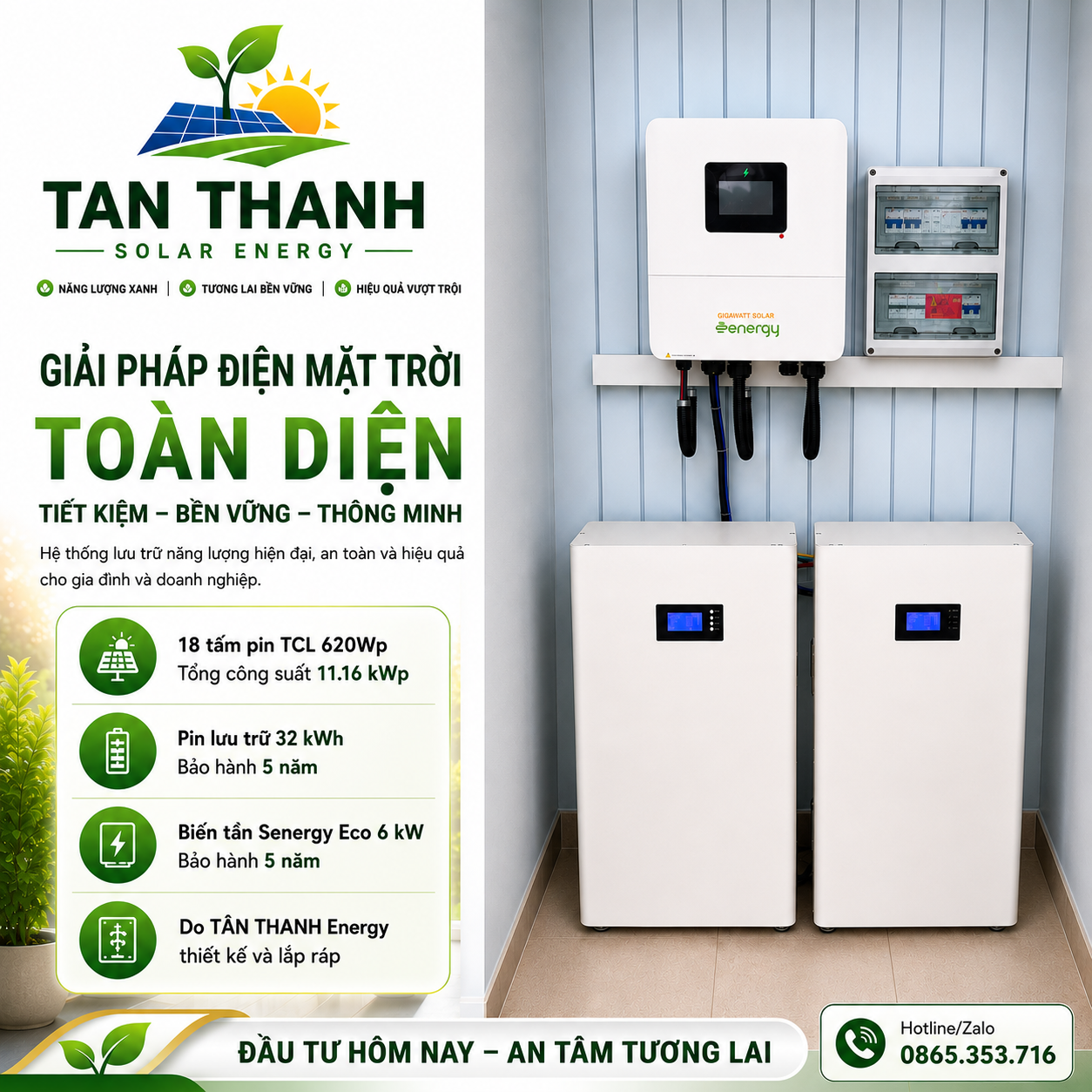 Nhà Mr Giang Huynh – Hệ Thống Điện Mặt Trời Hybrid 11.16 kWp Tại Bình Hưng, TP.HCM | TÂN THANH Energy