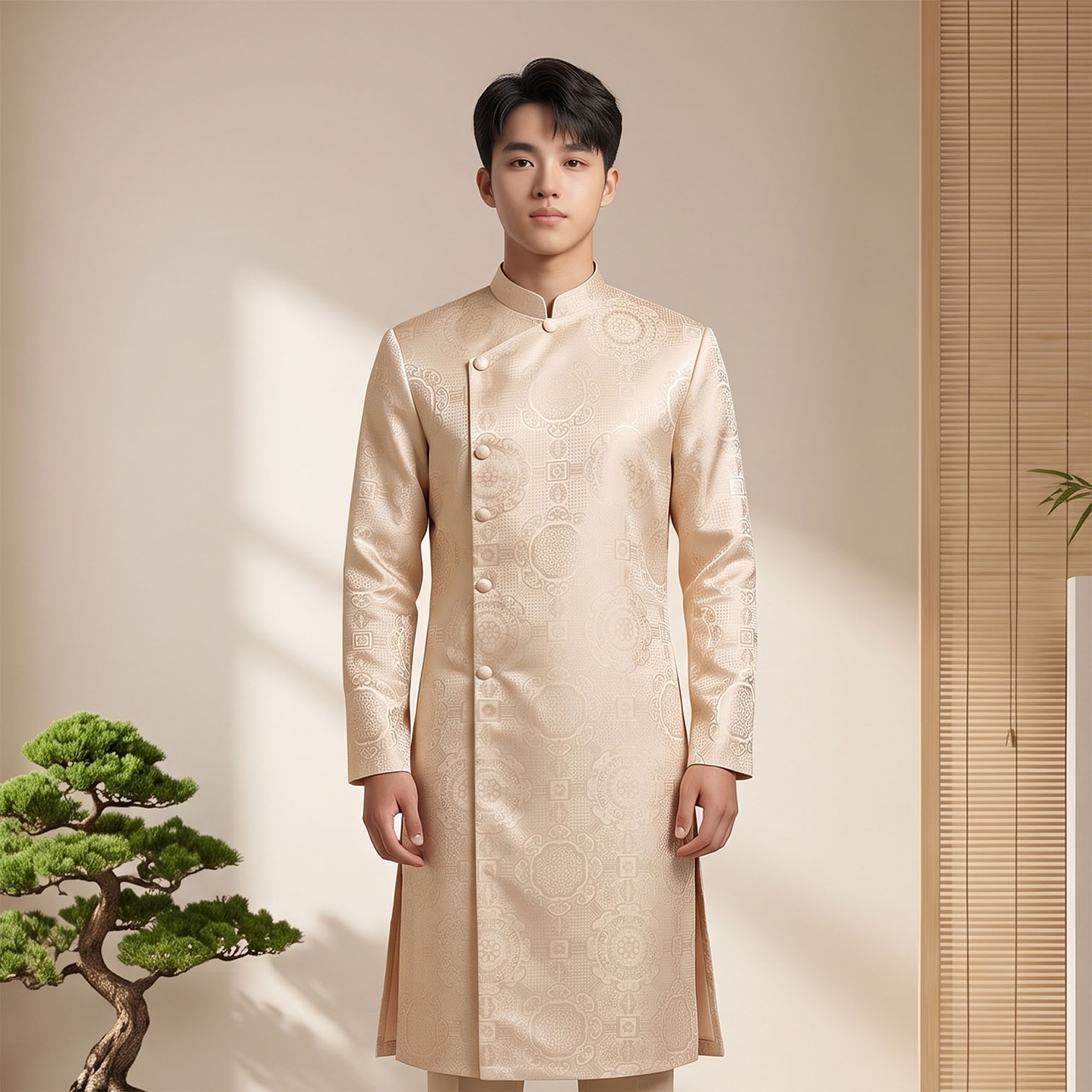 Áo Dài Nam Cách Tân Gấm Vân Cao Cấp NA26-17_thumbnail_10