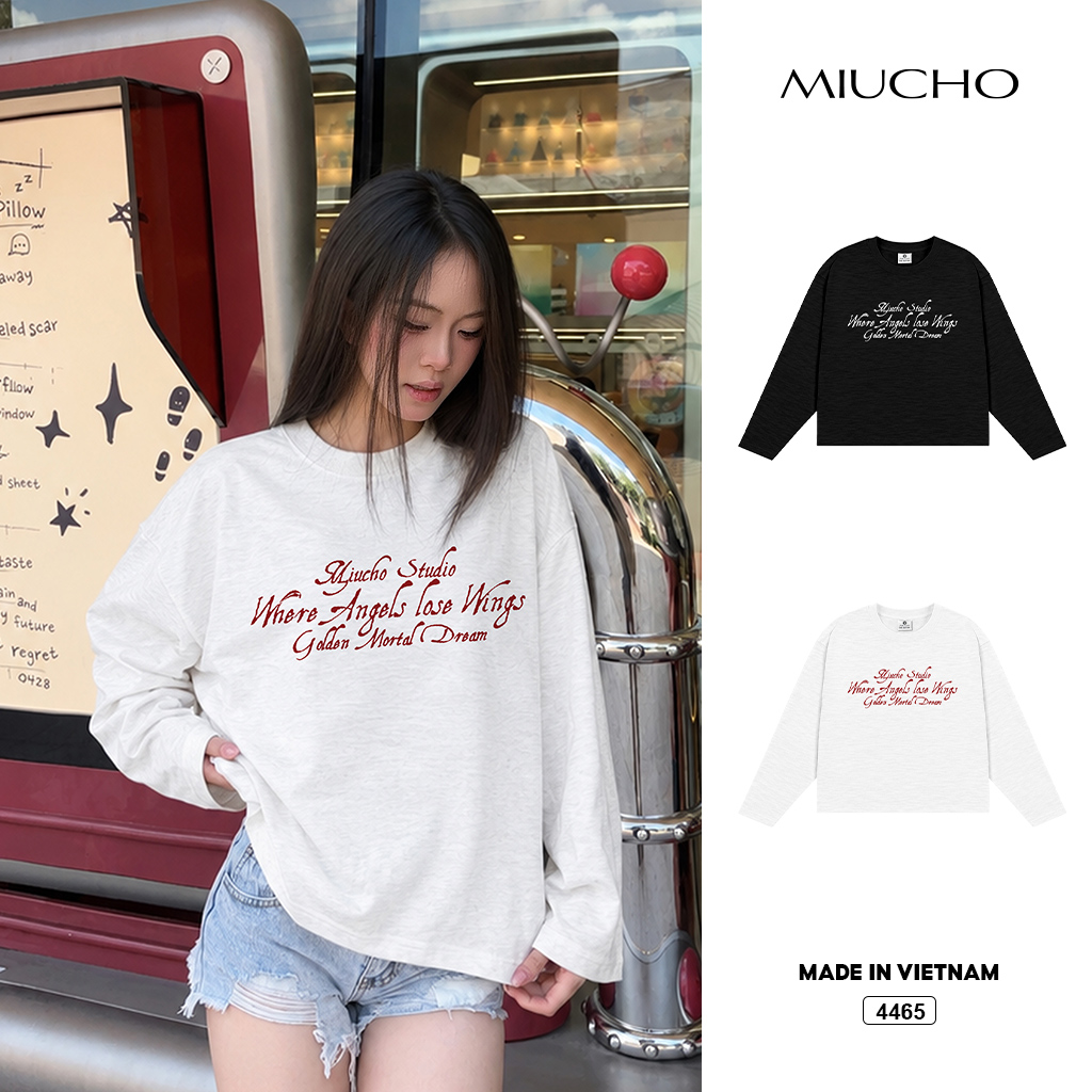 Áo thun form boxy Miucho tay dài cotton xược 4465