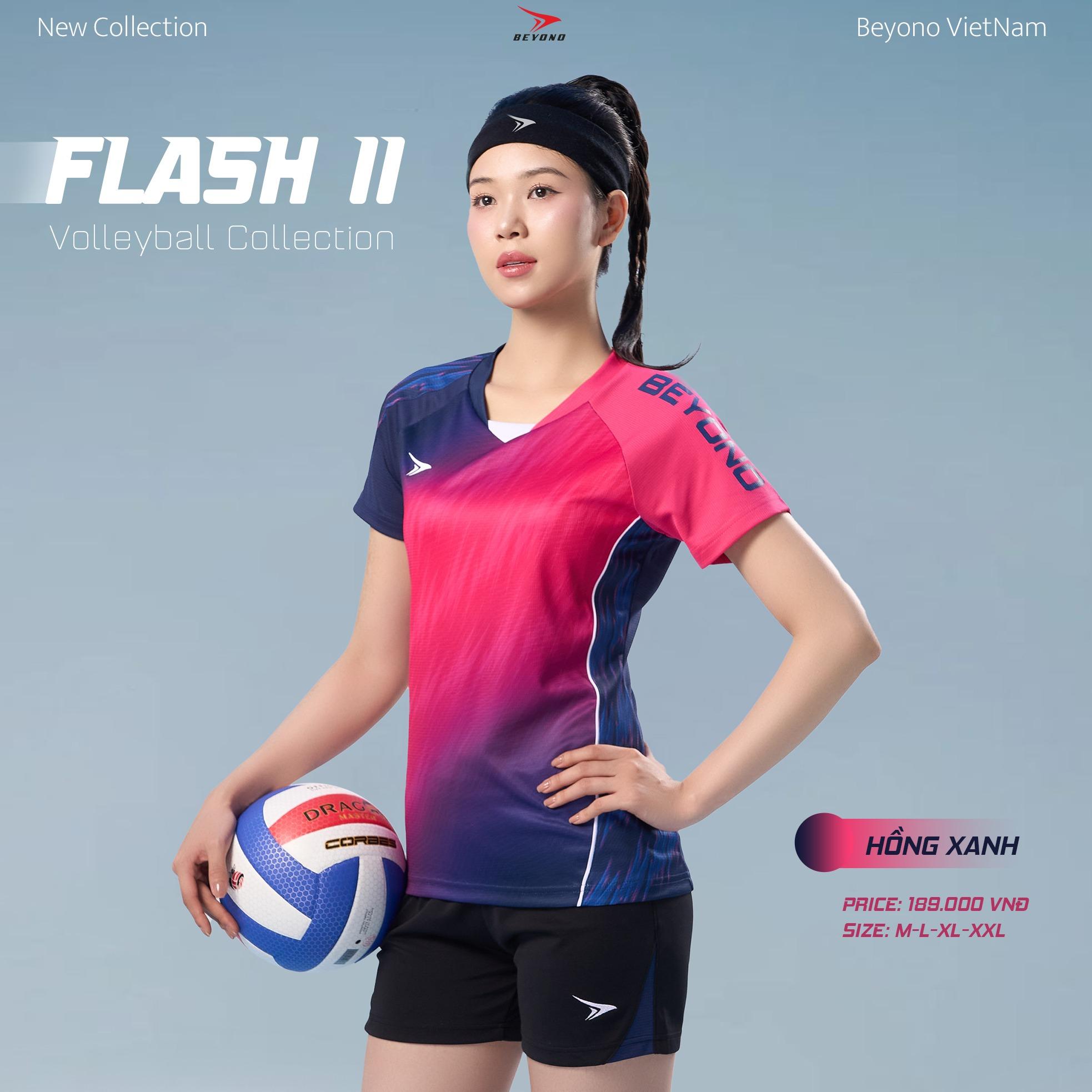 Quần Áo Bóng Chuyền Beyono Flash Hồng Xanh Thun Mè Thoáng Khí Thể Thao Đương Đại_thumbnail_1