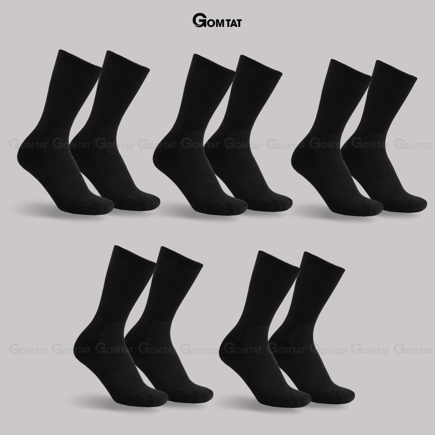 Combo tất cổ cao, cổ trung nam nữ GOMTAT, chất liệu cotton đệm xù êm chân - TATXU-TRON_thumbnail_1