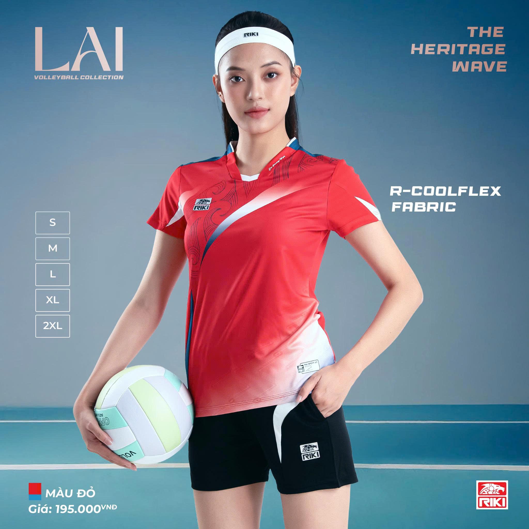 Quần Áo Bóng Chuyền Có Túi Riki LAI Đỏ Thun Mè R-Cool Thoáng Khí Thể Thao Đương Đại_thumbnail_1