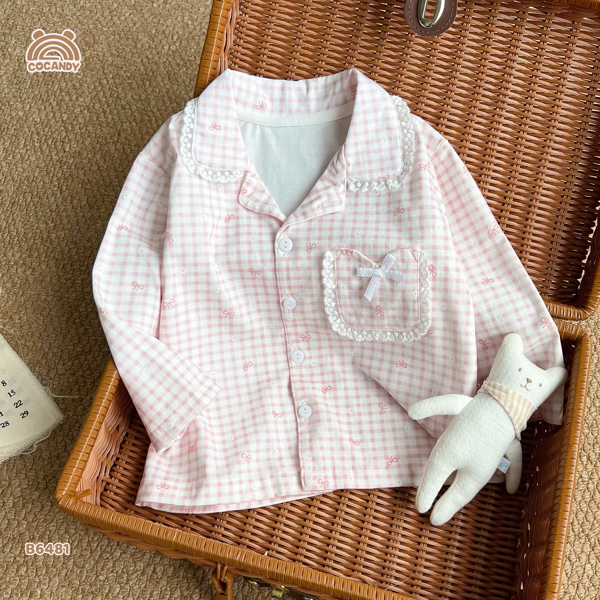 Bộ dài pijama HỒNG caro hoa nơ_thumbnail_5