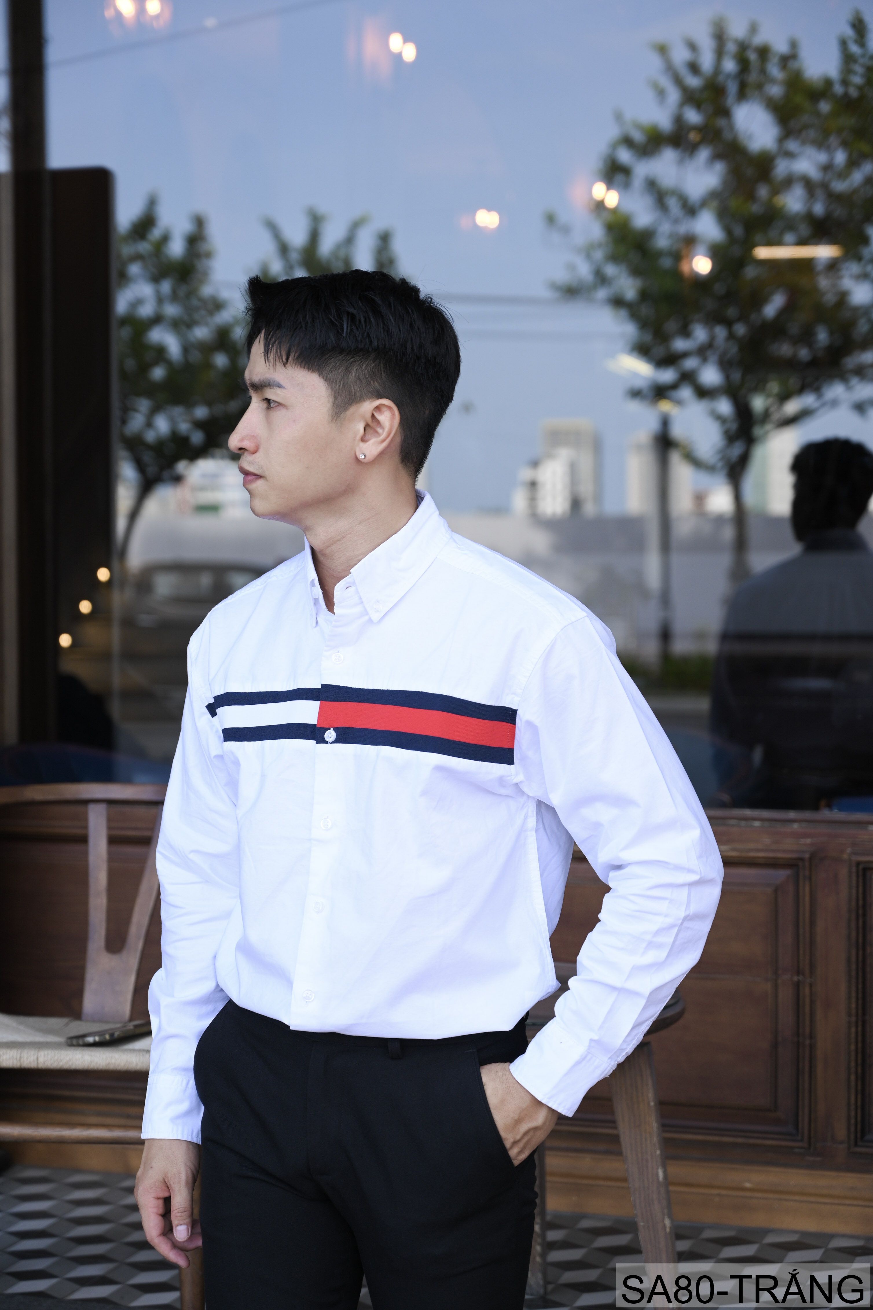 SA80 - Áo sơ mi nam tay dài phong cách Nhật Bản, chất cotton mềm mại, cổ bẻ, thiết kế sọc ngang thời trang_thumbnail_5