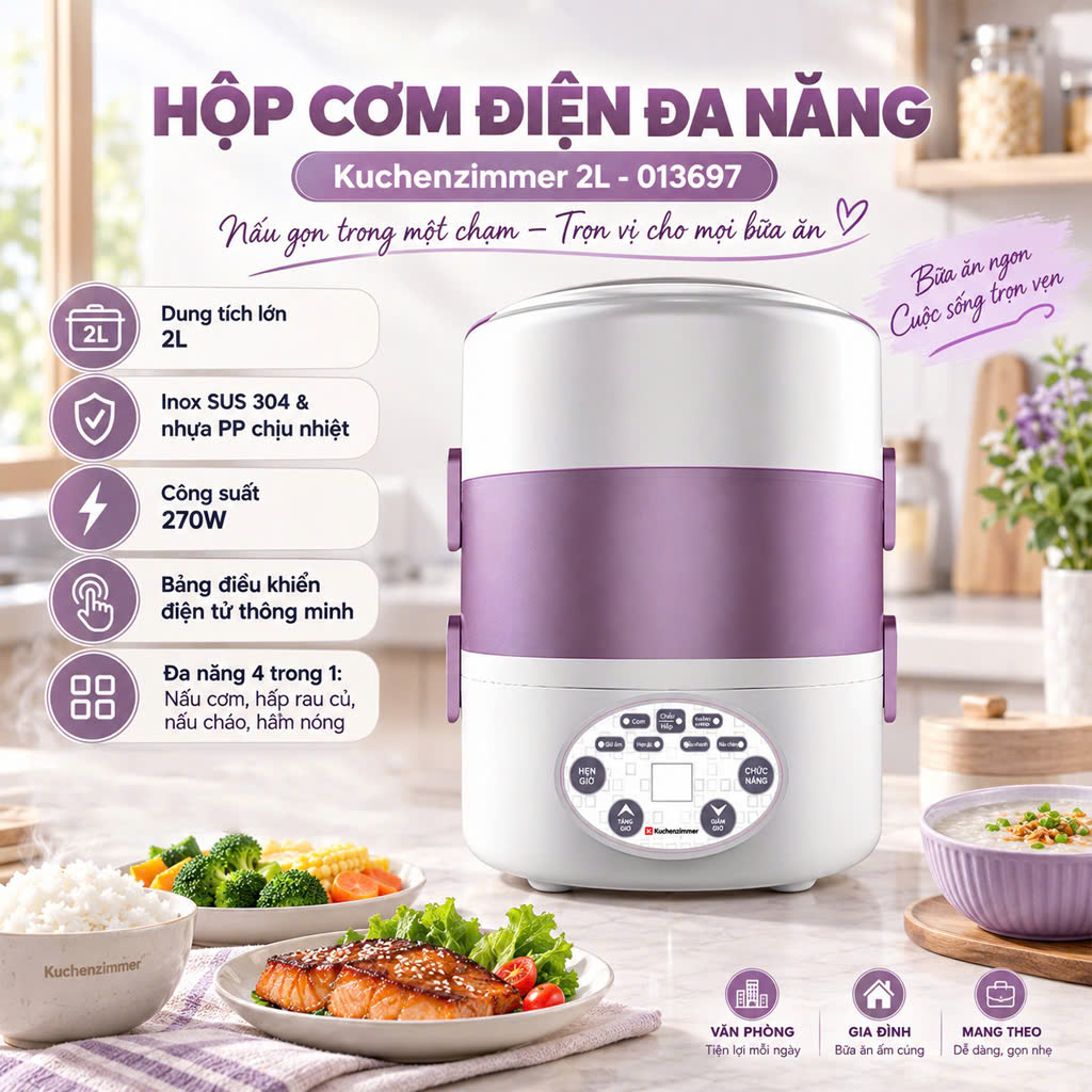 Hộp Cơm Điện Đa Năng Kuchenzimmer 2L