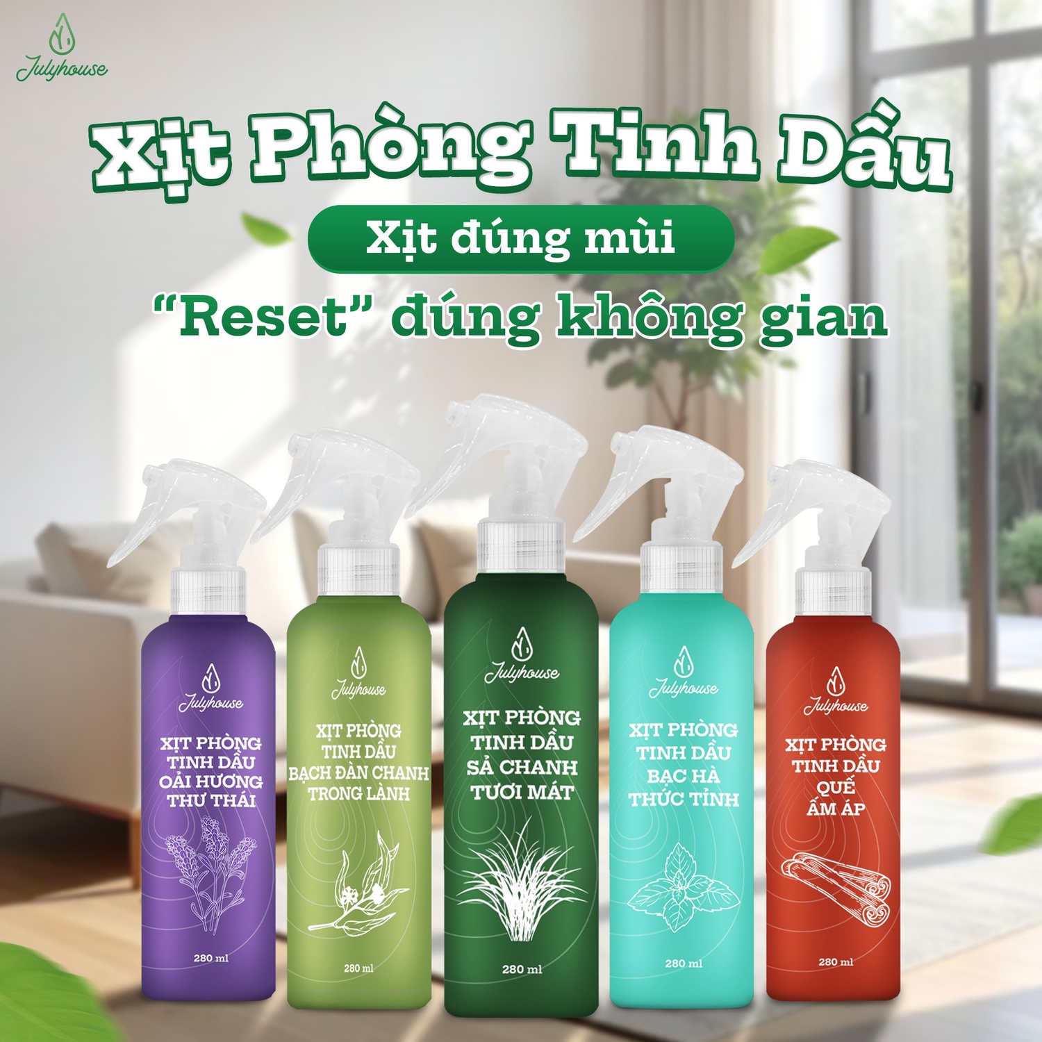 Bình xịt phòng tinh dầu Vỏ Cam Julyhouse