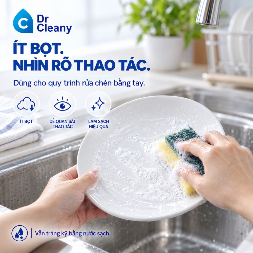 Nước rửa chén Dr Cleany 2kg – Ít bọt, không mùi, không hương liệu_thumbnail_6