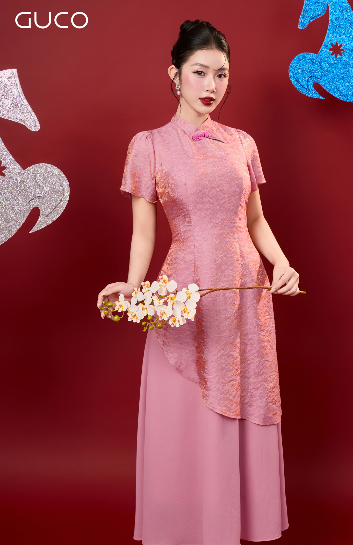 ĐẦM HOA CỔ TÀU TÙNG VOAN - HỒNG 5056_thumbnail_3