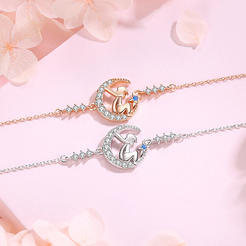 Lắc Tay Bạc S925 Đính Đá Zircon Hoàng Tử Bé Ngắm Trăng HTT041_thumbnail_3