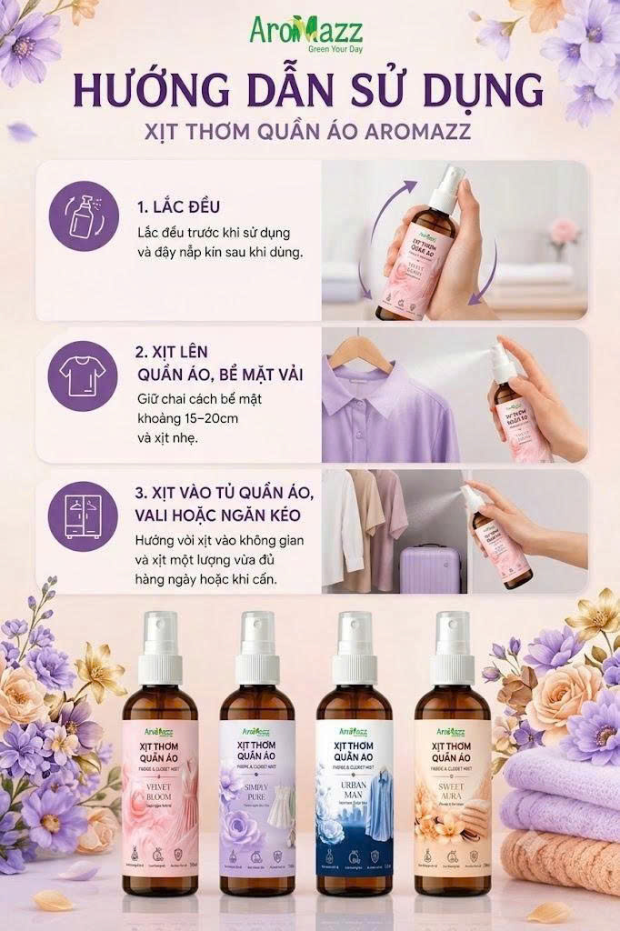 SET 2 Chai Xịt Thơm Quần Áo AroMazz_thumbnail_3