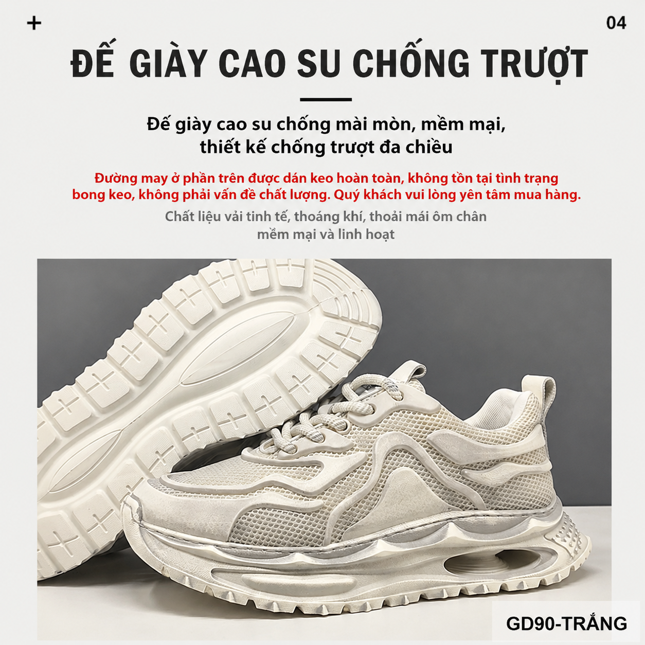 GD90 - Giày thể thao nam kiểu Dad Shoes đế dày, thân lưới thoáng khí, tăng chiều cao, phối màu Trắng Đen_thumbnail_5