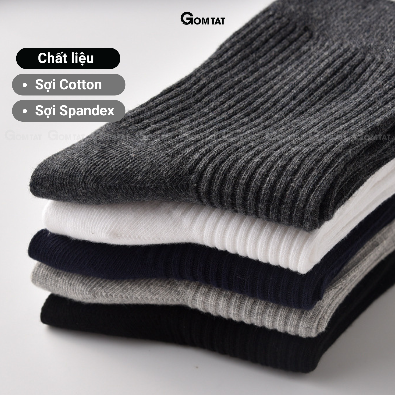 Combo tất vớ cổ cao nam nữ GOMTAT trơn gân tâm, chất liệu cotton cao cấp, khử mùi - MIA-2001_thumbnail_7