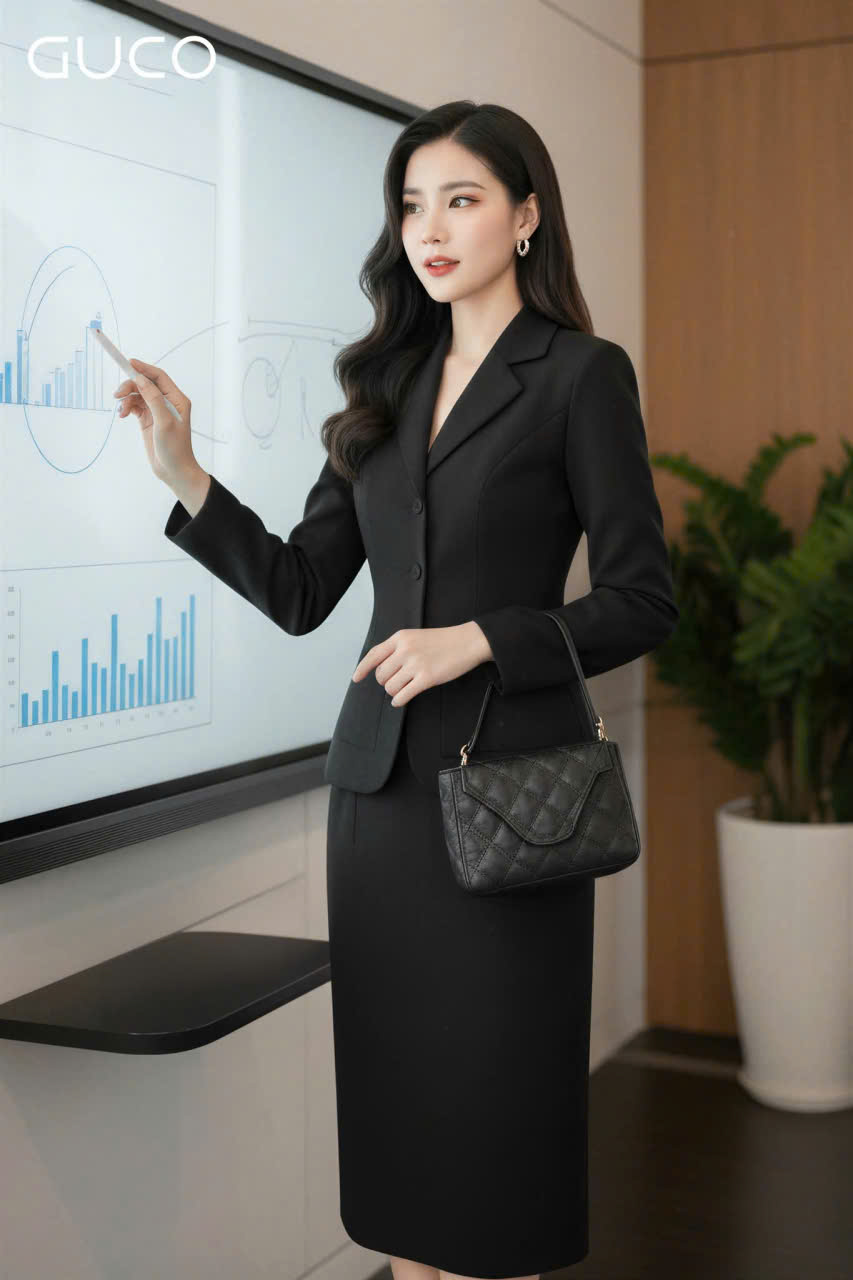 ÁO VEST CÔNG SỞ TAY DÀI - ĐEN