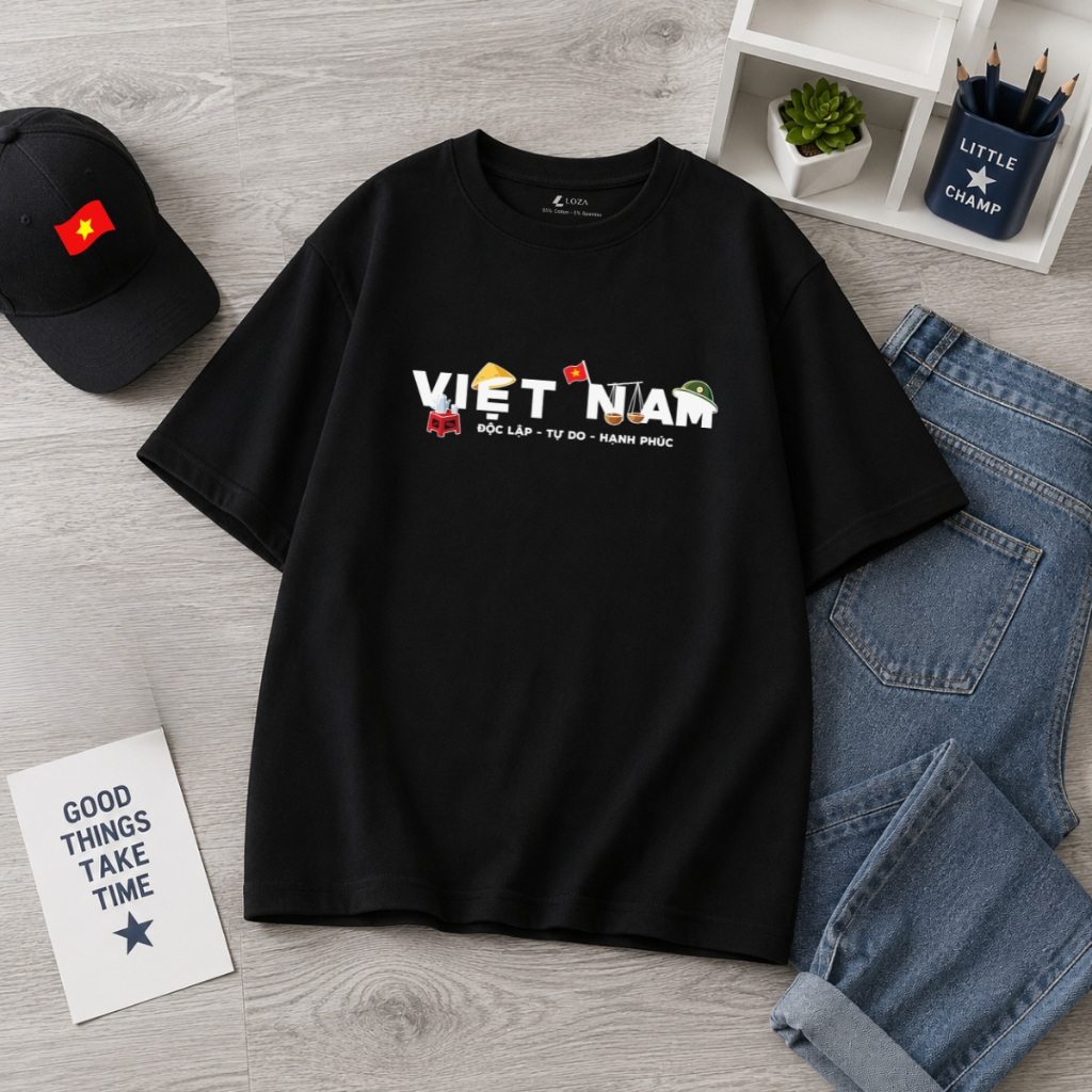 [Form Rộng] Áo thun Việt Nam đu concert Tổ Quốc Trong Tim, in cờ đỏ sao vàng - Loza G0416_thumbnail_2