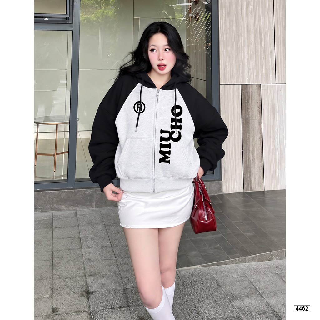 Áo khoác zip form rộng Miucho chất nỉ 2 da mềm mịn 4462_thumbnail_4