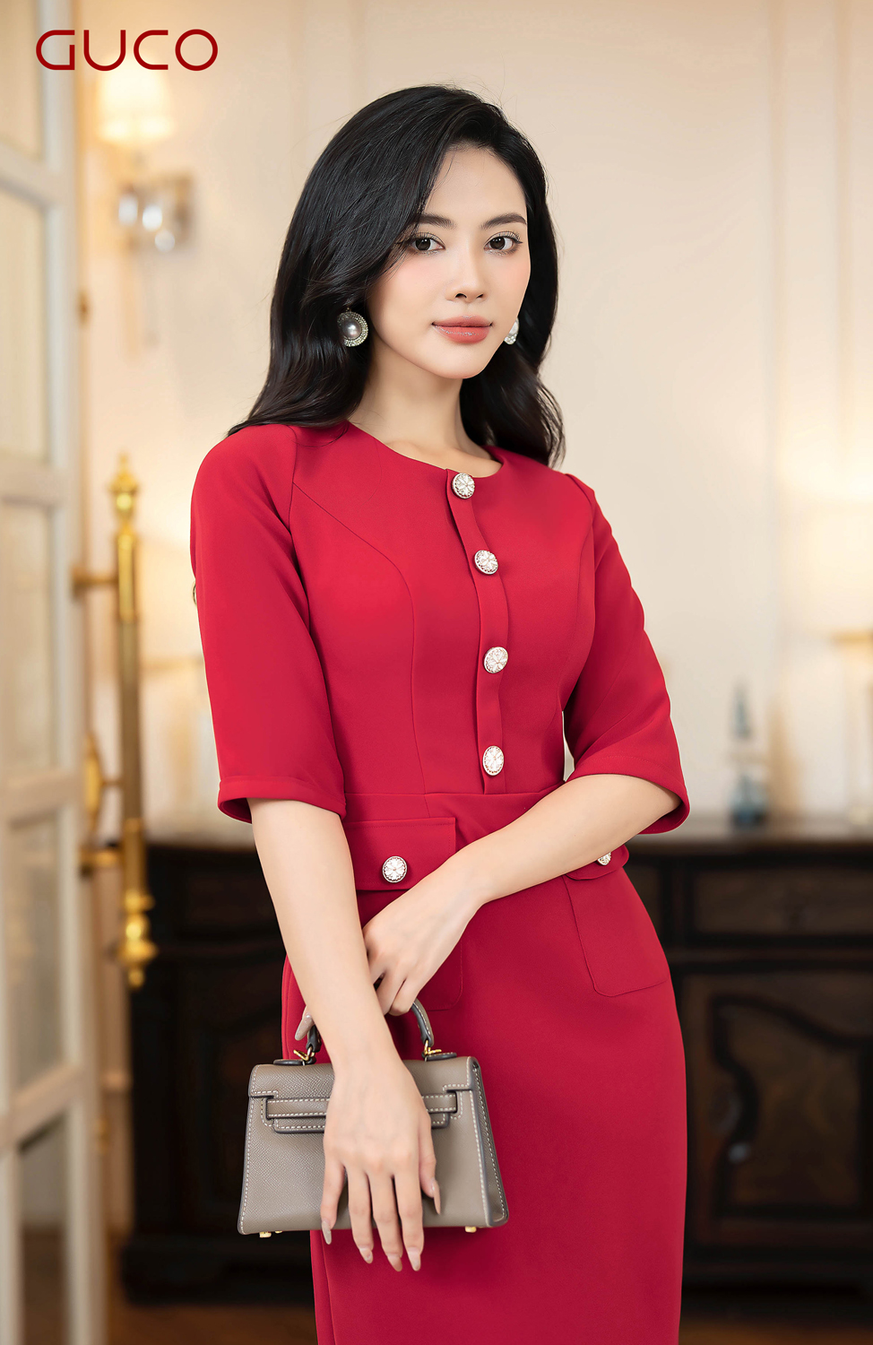 D10019DO - ĐẦM BODY CỔ TRÒN TAY LỞ - ĐỎ_thumbnail_2