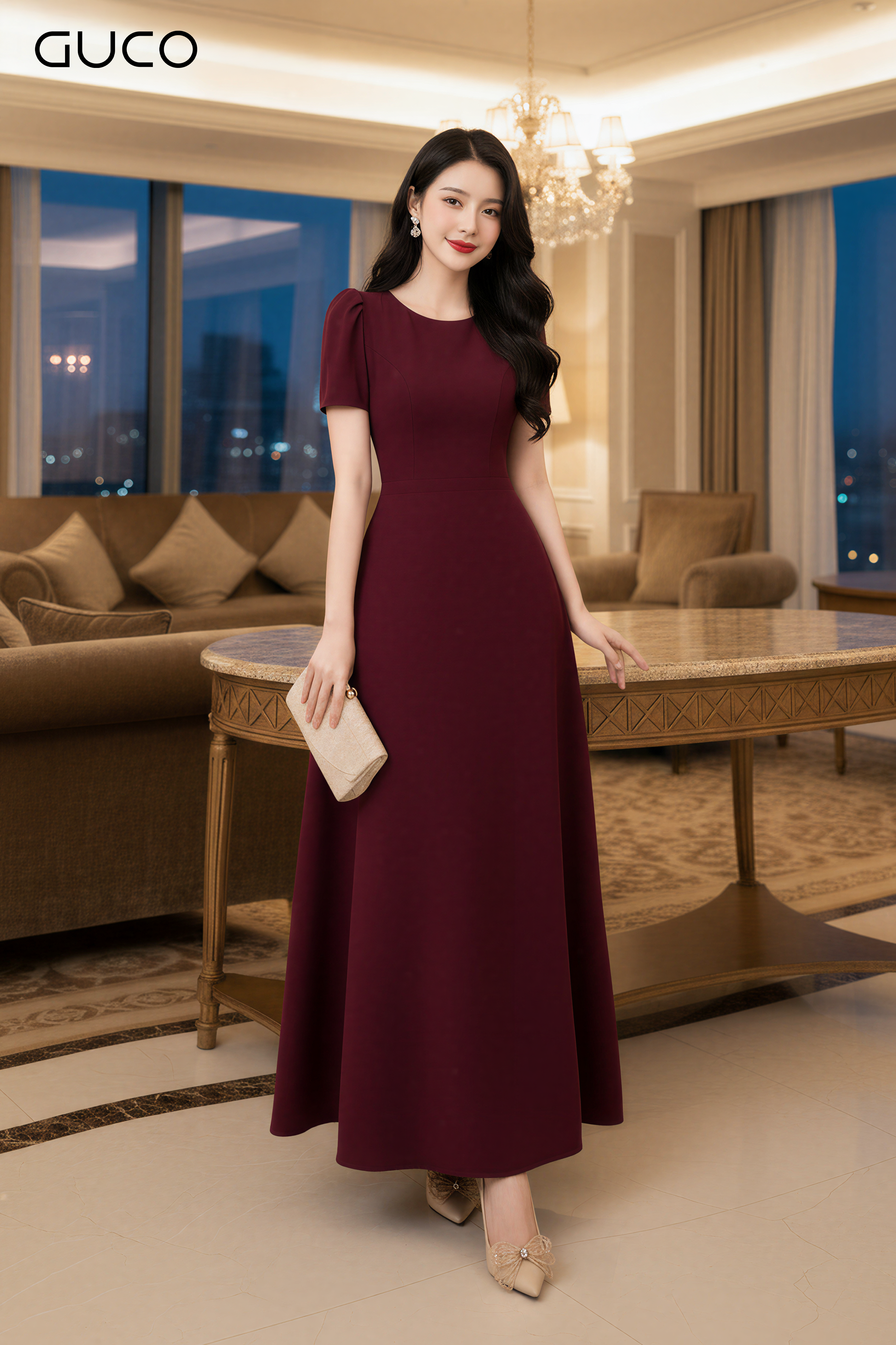 GUCO Đầm Đỏ Dáng Dài Quyến Rũ_thumbnail_1