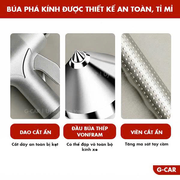 Búa Phá Kính Ô Tô Hợp Kim Vonfram – Búa Thoát Hiểm & Cắt Dây Đai_thumbnail_5