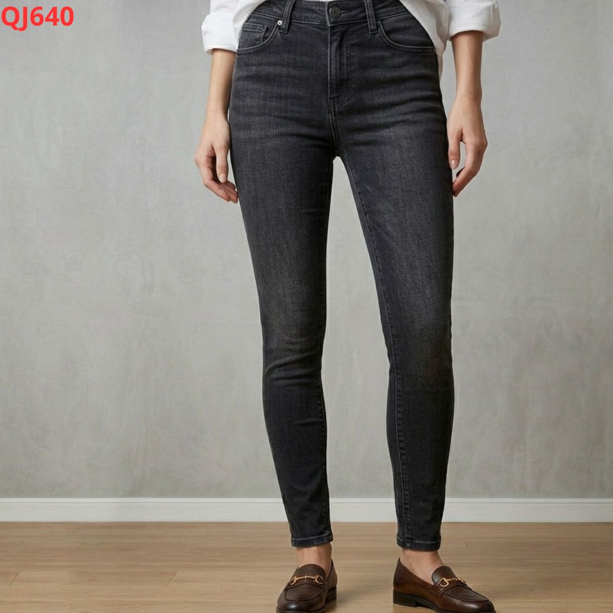 QJ640 Quần jeans ôm - đen_thumbnail_3