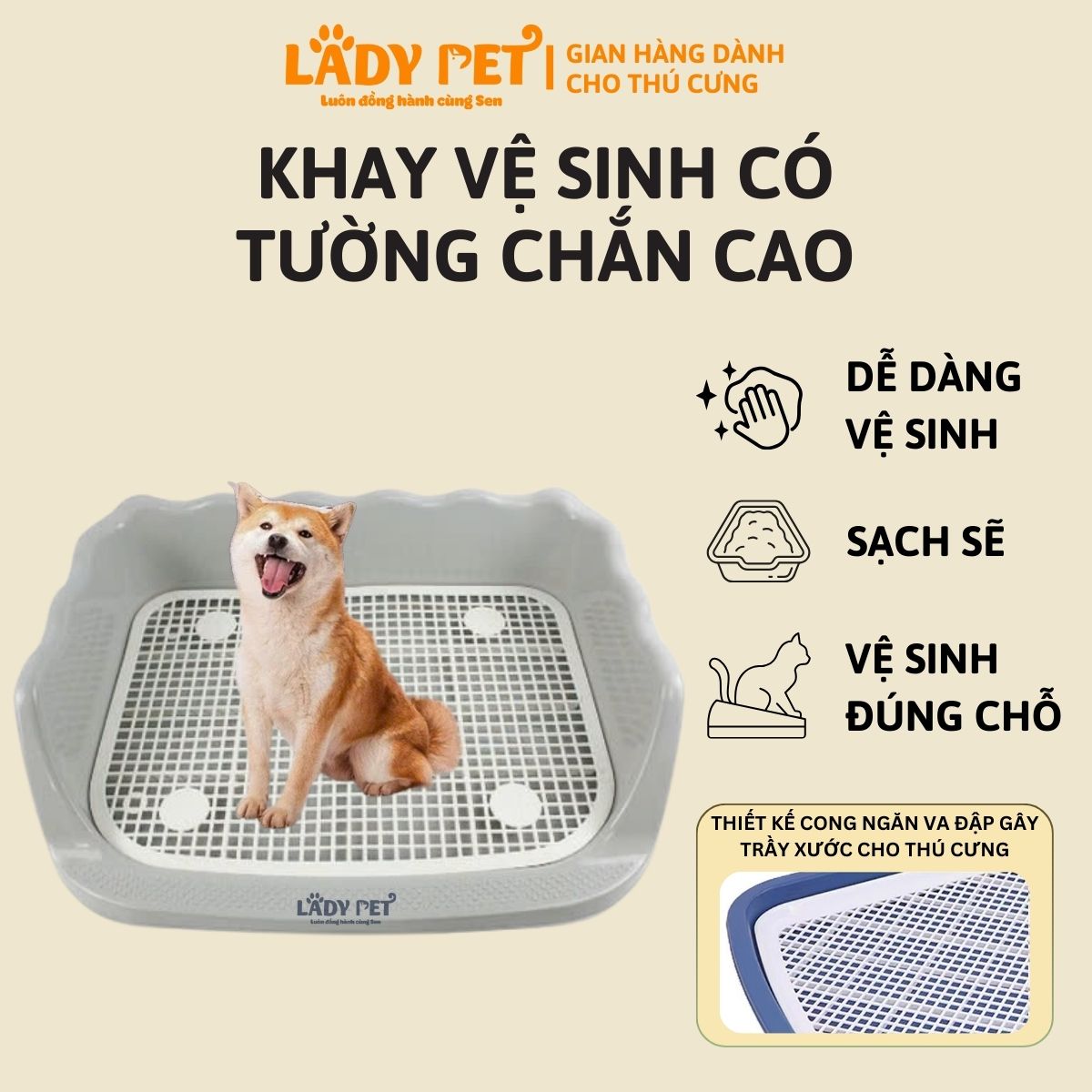 Khay vệ sinh có thành cho chó