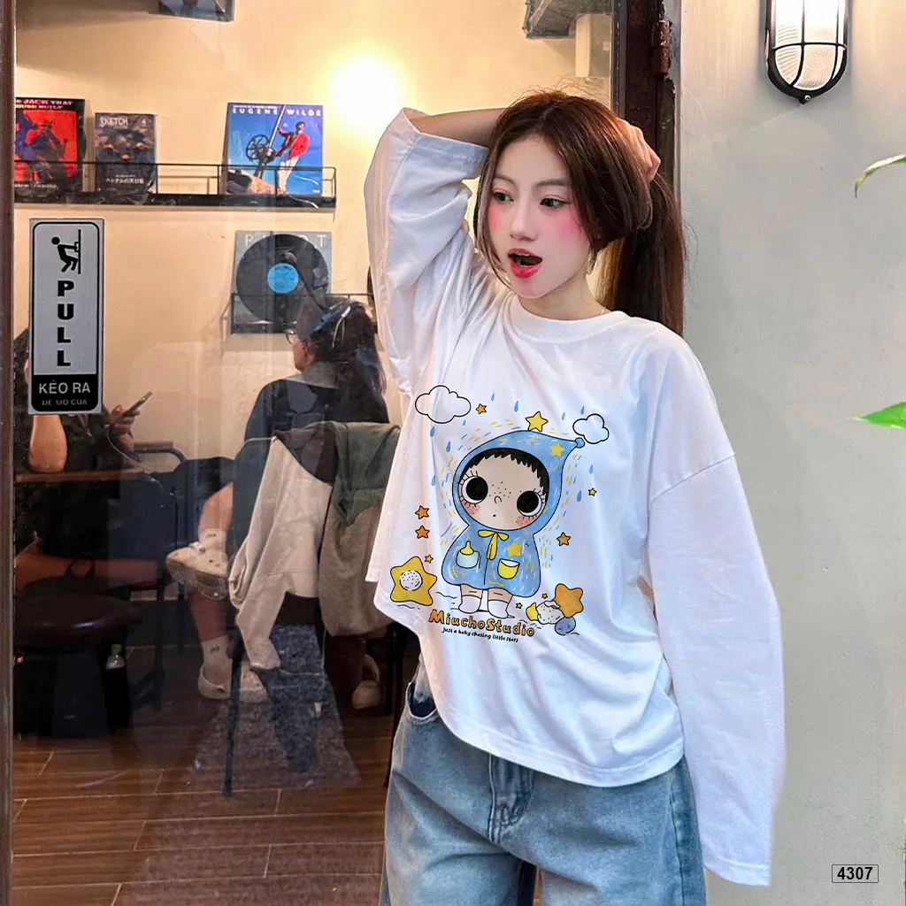 Áo thun tay dài unisex form boxy Miucho 4307_thumbnail_2