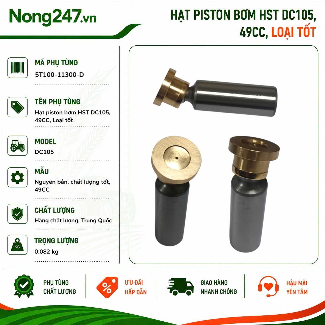 Hạt piston bơm HST DC105, 49CC, Loại tốt