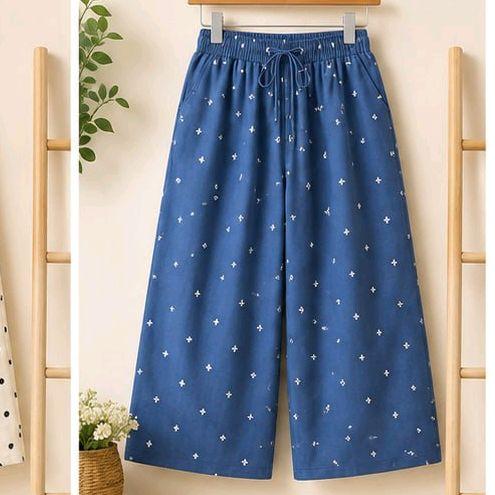 Quần lẻ 359 - quần váy xòe  hoa tiết bông hoa - vải Lenin đũi Lưng Thun  Thiết Kế Thời Trang Free size 45-75kg Phong Cách Hiện Đại Thoải Mái_thumbnail_2