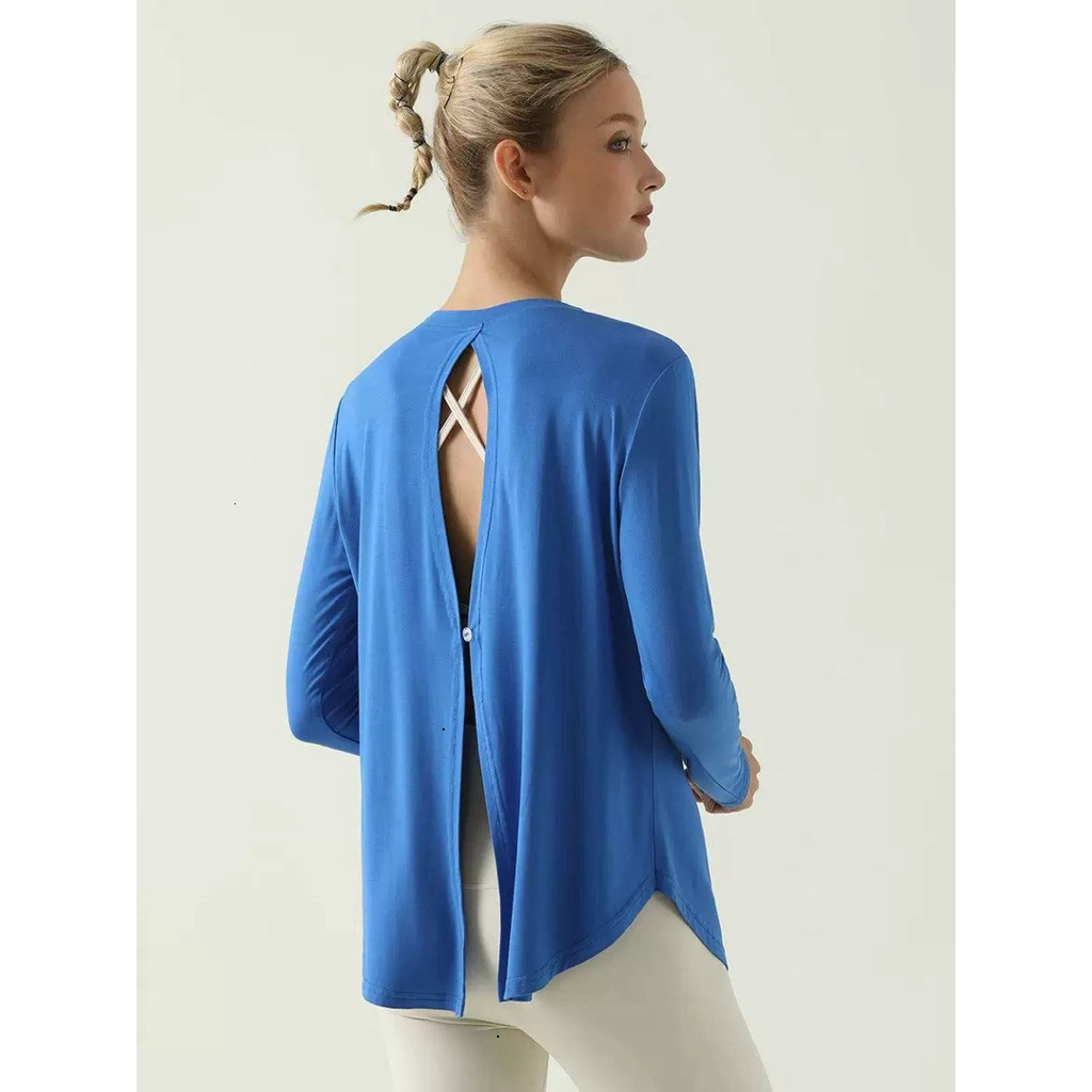 Áo Tanktop Thể Thao Nữ Tay Dài Đắp Chéo Lưng Form Rộng Vải Thun Lạnh Thoáng Mát Co Dãn_thumbnail_5