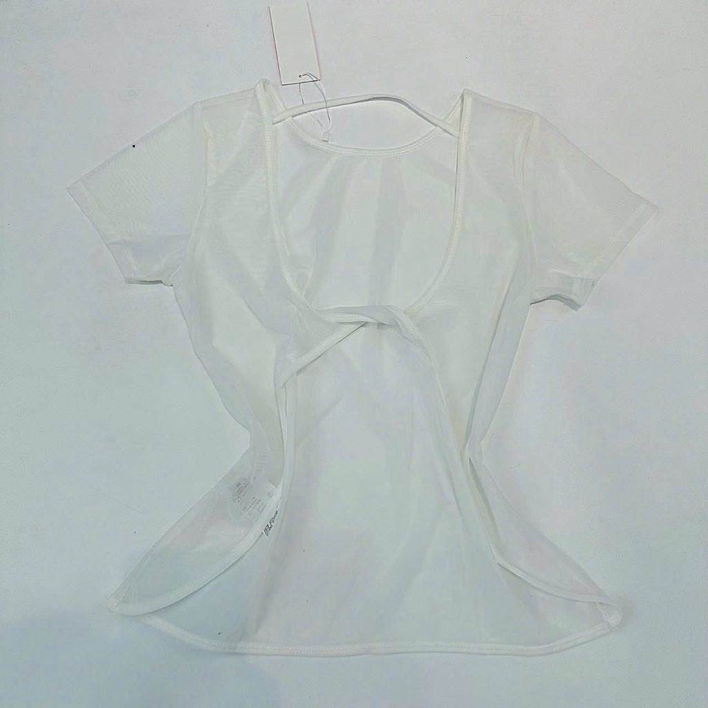 Áo Tanktop Thể Thao Nữ Tay Ngắn Hở Lưng Form Rộng Vải Lưới Mè Thoáng Khí Nhanh Khô_thumbnail_1