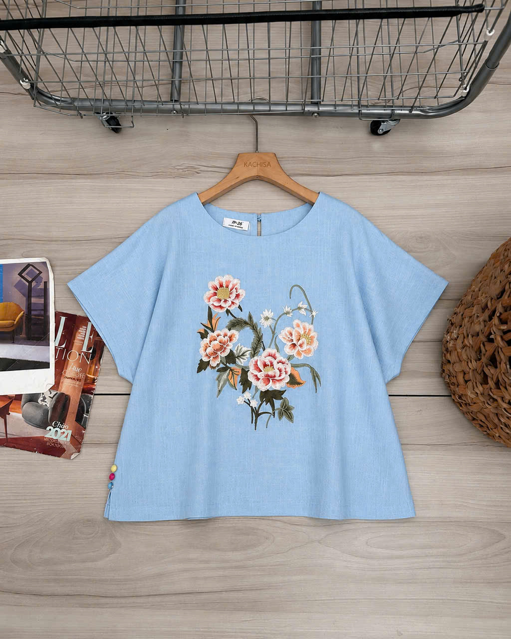 Áo linen gân cánh dơi thêu hoa_thumbnail_1