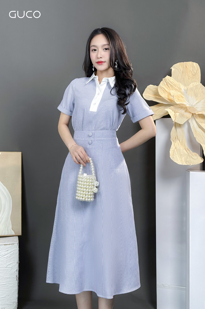 CHÂN VÁY XÒE A KẺ SỌC - XANH_thumbnail_2