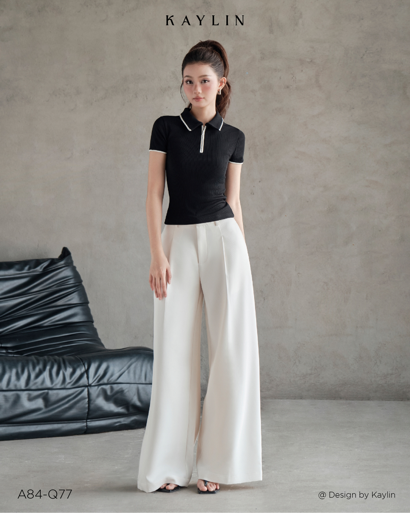 Áo Thun Polo Gân Khoá Kéo KAYLIN Slim Polo Tee