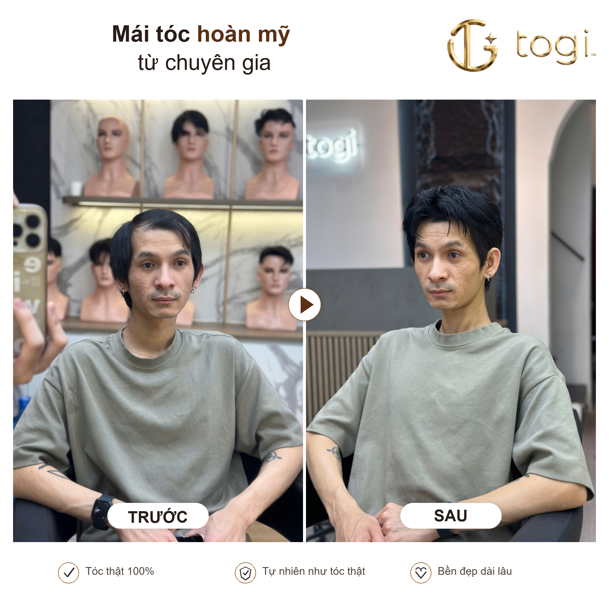 Togi65 chính diện trước sau trên khách thật