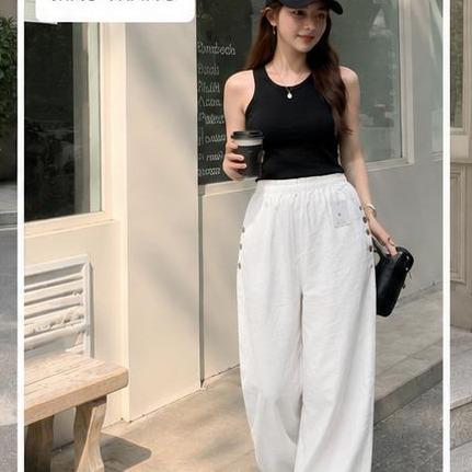 Quần dài lenin ống Xéo mã lẻ 423  lưng thun Thiết Kế Thời Trang Free size 45-85kg Phong Cách Hiện Đại Thoải Mái_thumbnail_1