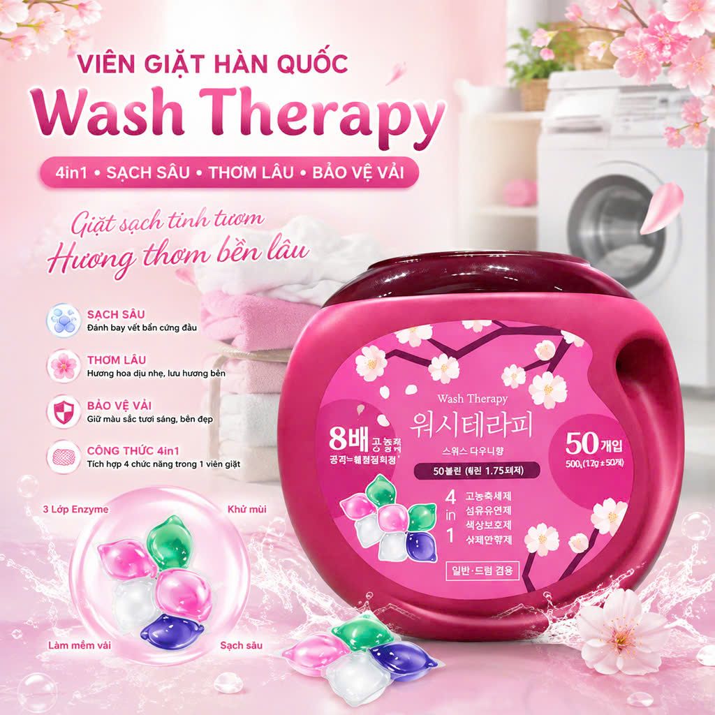 HỘP 50 VIÊN GIẶT WASH THERAPY