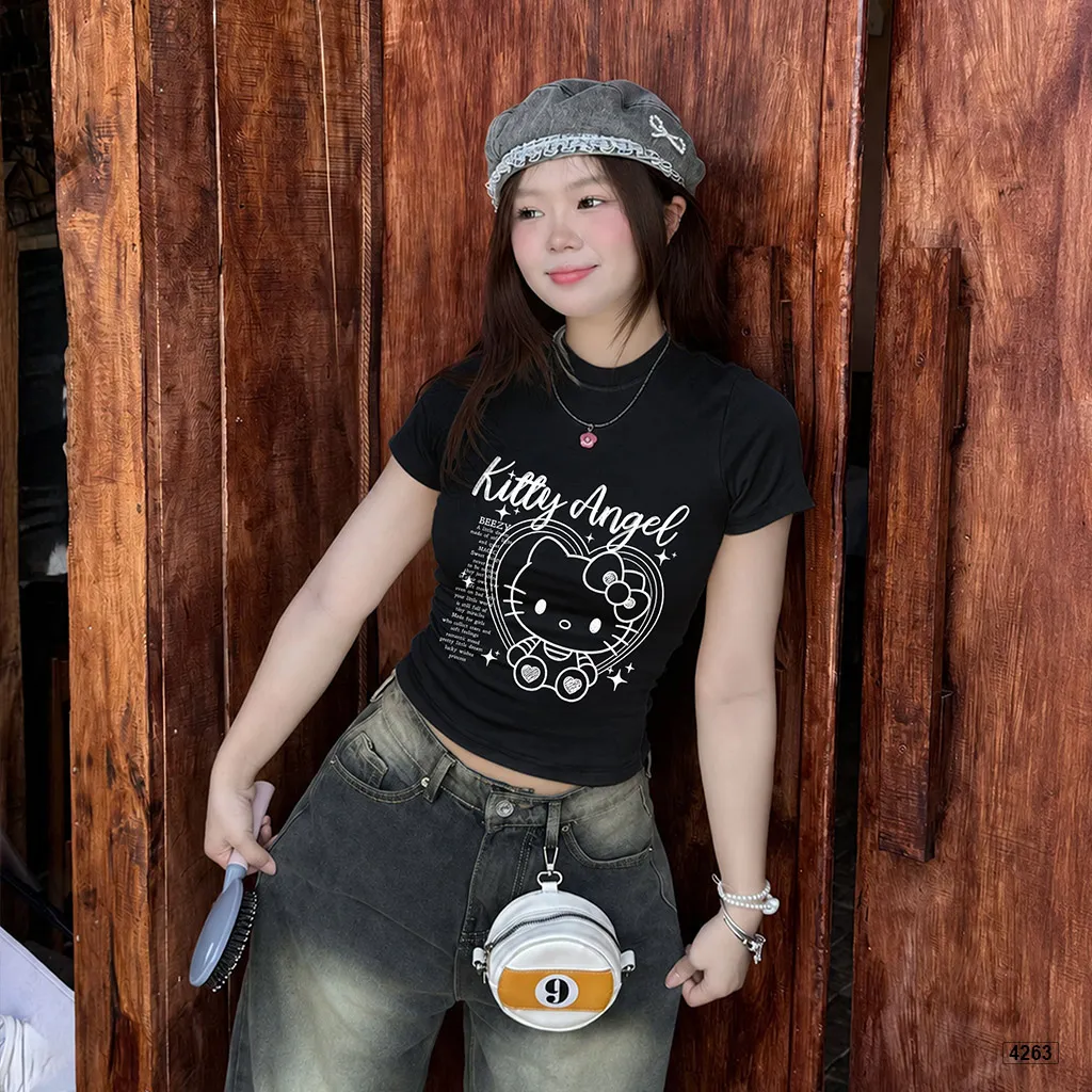 Áo baby tee nữ họa tiết mèo nơ dễ thương Beezy 4263_thumbnail_1