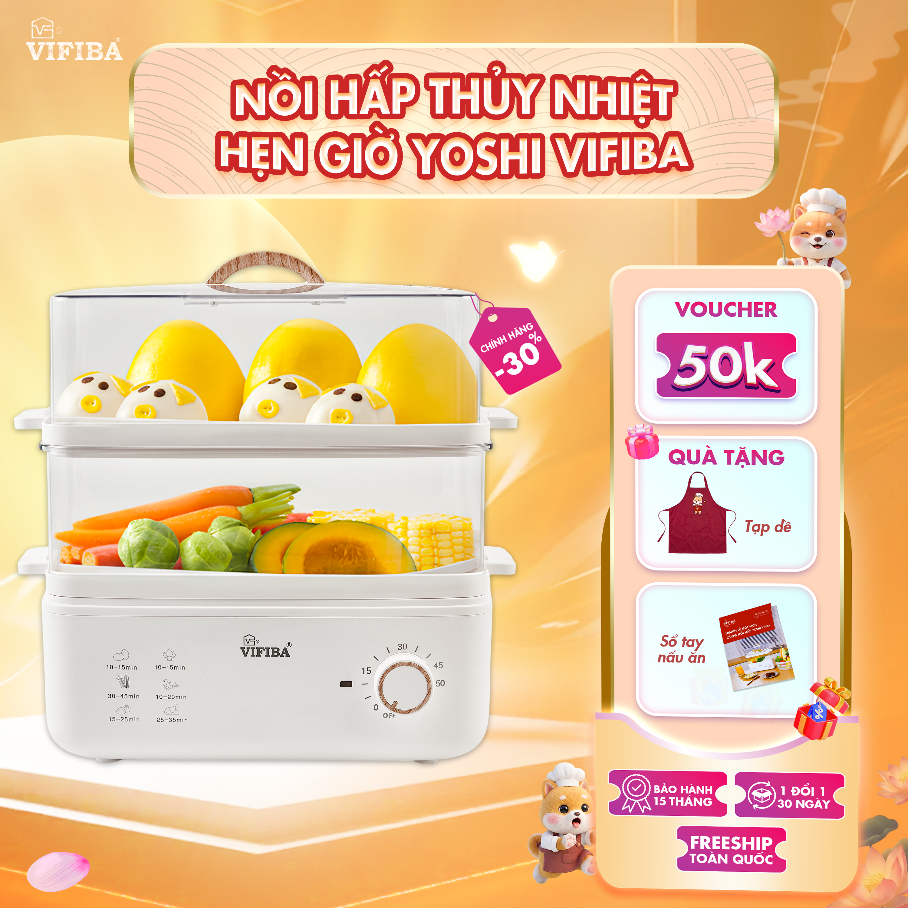 Nồi Hấp Điện Thủy Nhiệt Yoshi Vifiba