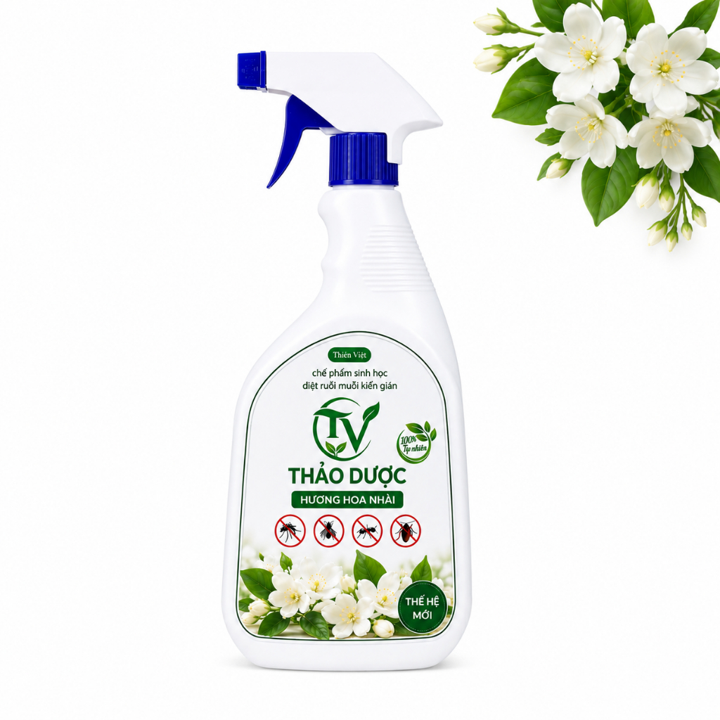 Bình Xịt Muỗi Kiến Gián Mối sinh học Thảo Dược TV Hương hoa nhài - đuổi và diệt côn trùng hiệu quả, an