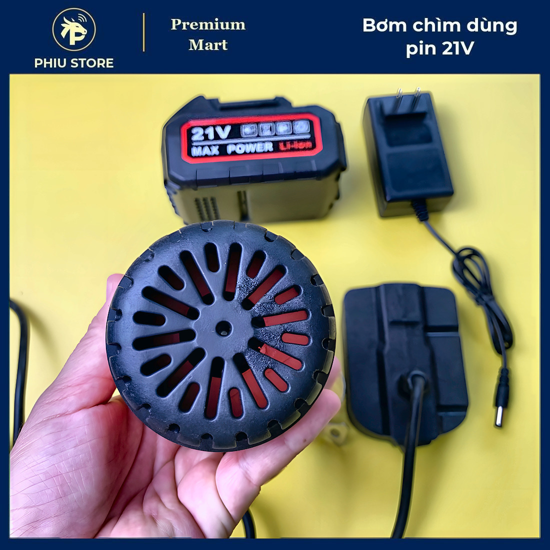 Bơm chìm mini dùng pin, bơm chìm dùng pin, máy bơm mini dùng pin, 21V Li-ion, PHIU STORE_thumbnail_5
